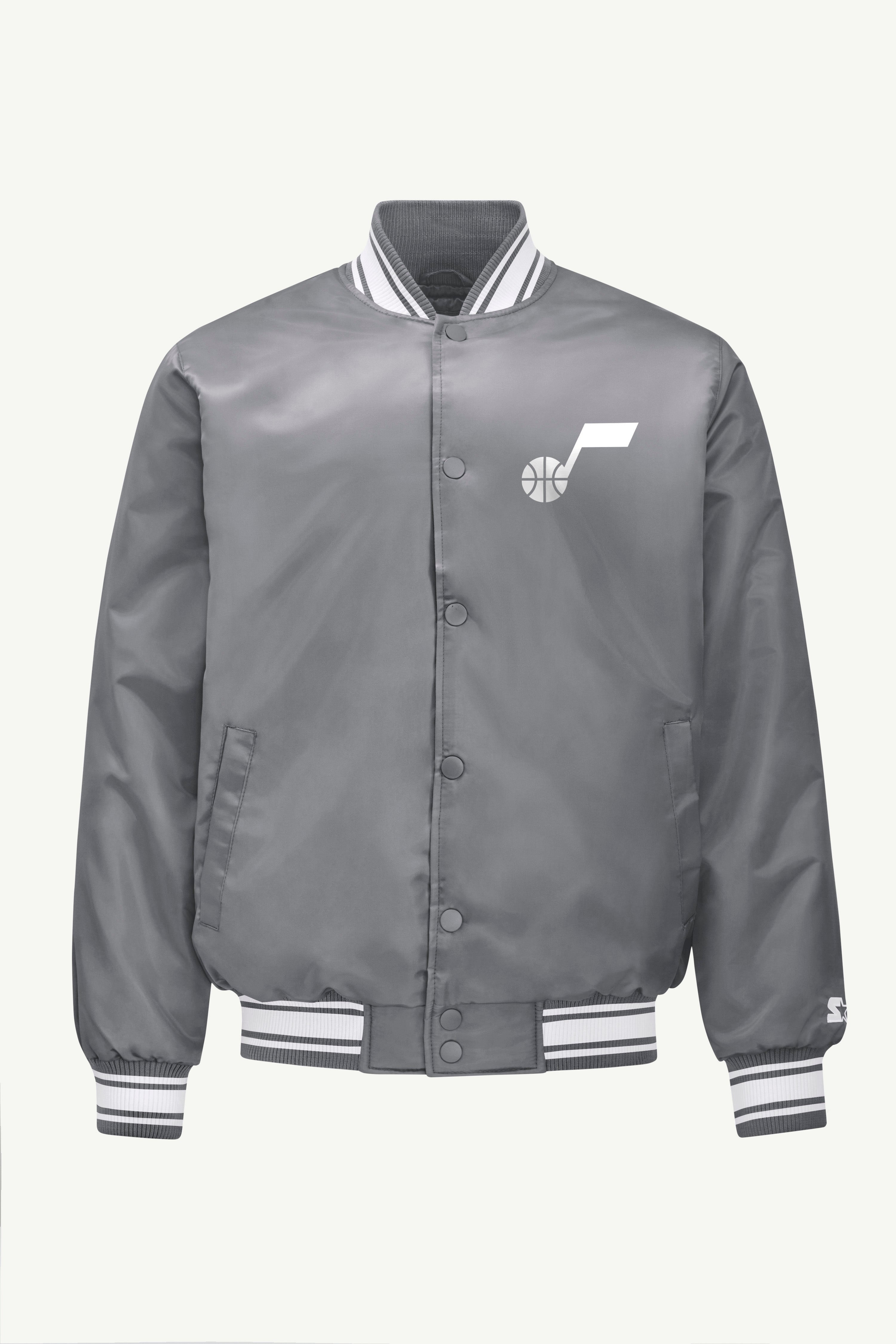 MENS UTAH JAZZ MESH LOOK SATIN VARSITY JACKET View 1