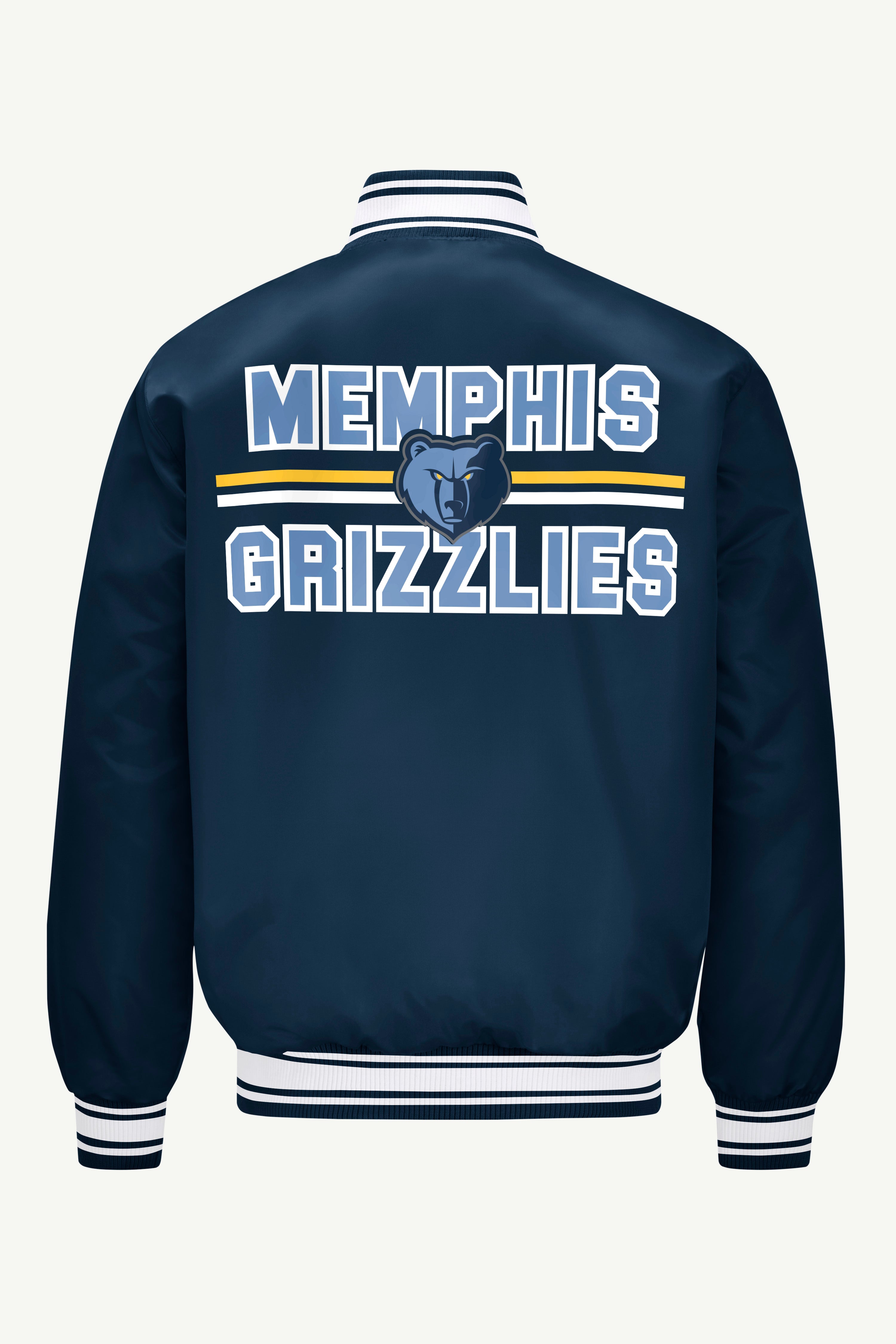 MENS MEMPHIS GRIZZLIES MESH LOOK SATIN VARSITY JACKET View 2 | Men's Jackets