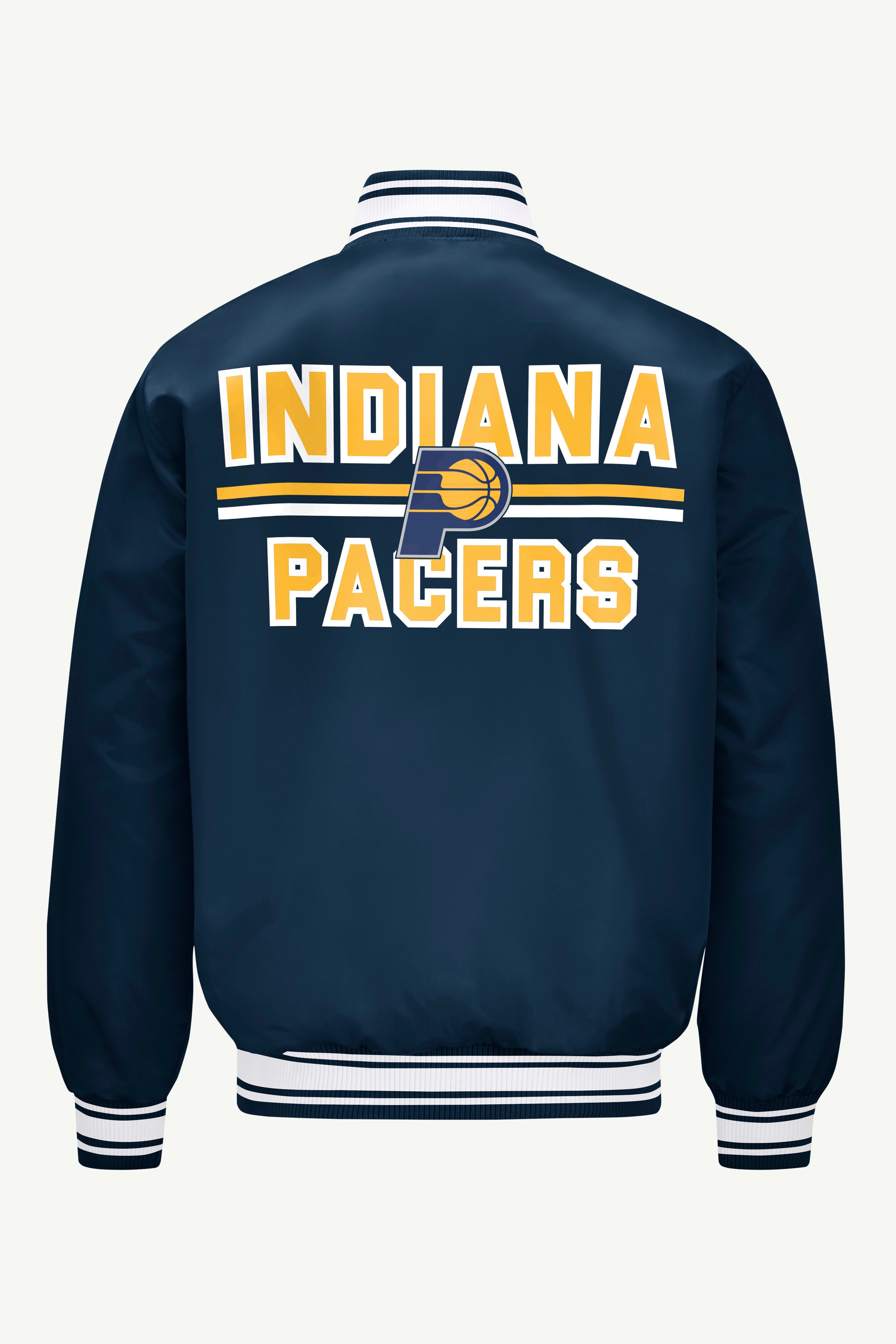 MENS INDIANA PACERS MESH LOOK SATIN VARSITY JACKET View 2