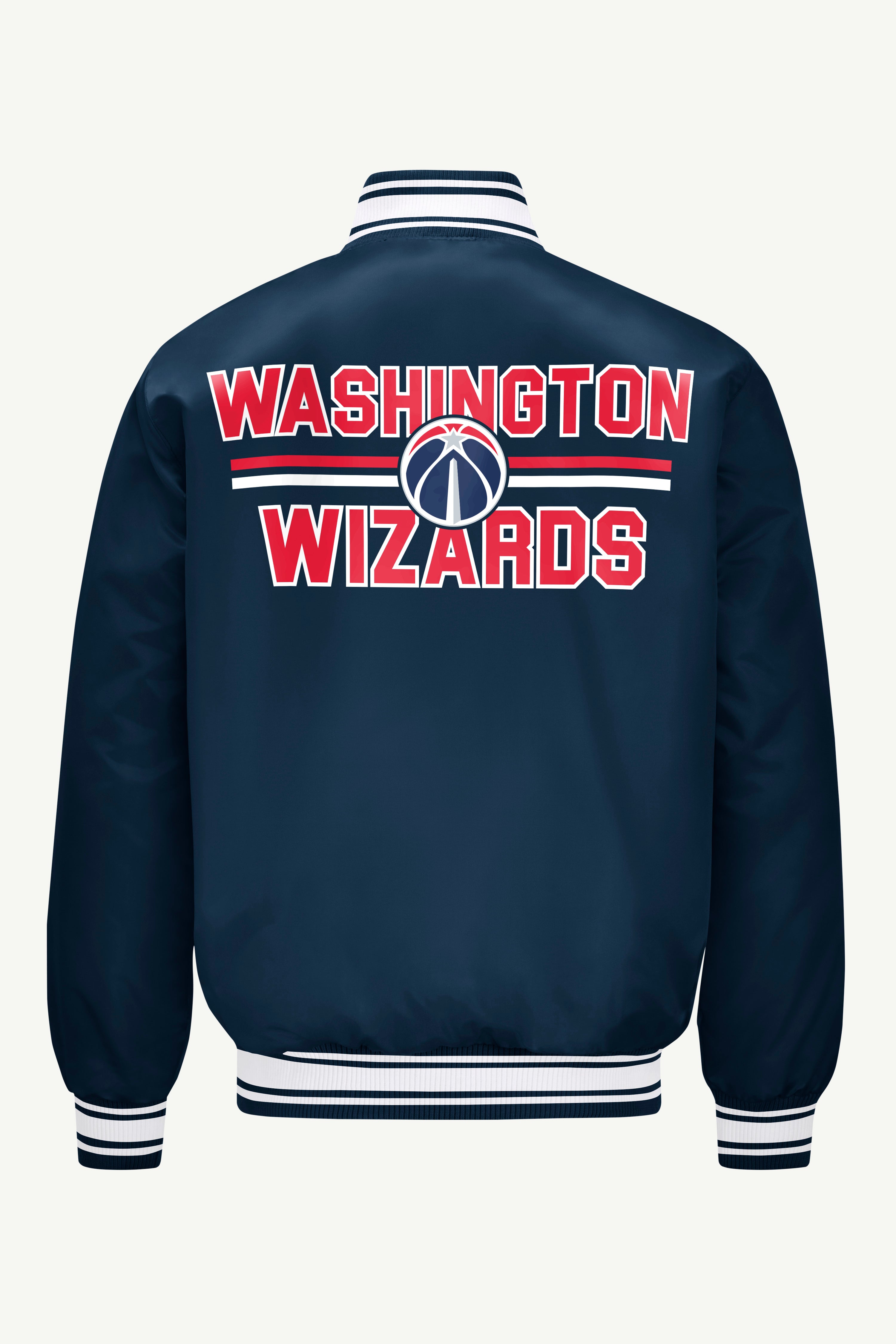 MENS WASHINGTON WIZARDS MESH LOOK SATIN VARSITY JACKET View 2 | NBA