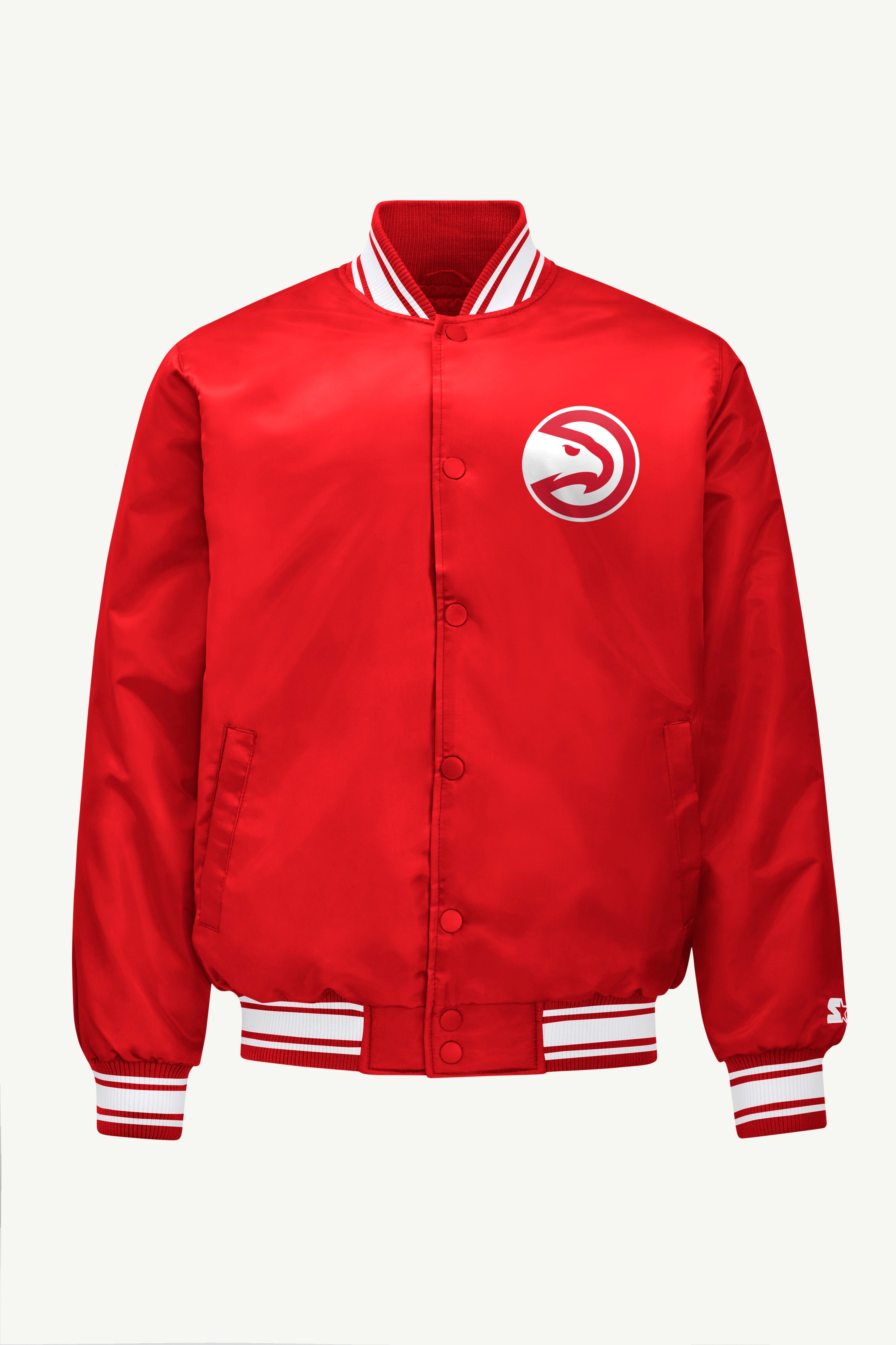 Mens Atlanta Hawks Mesh Look Satin Varsity Jacket | NBA | Starter