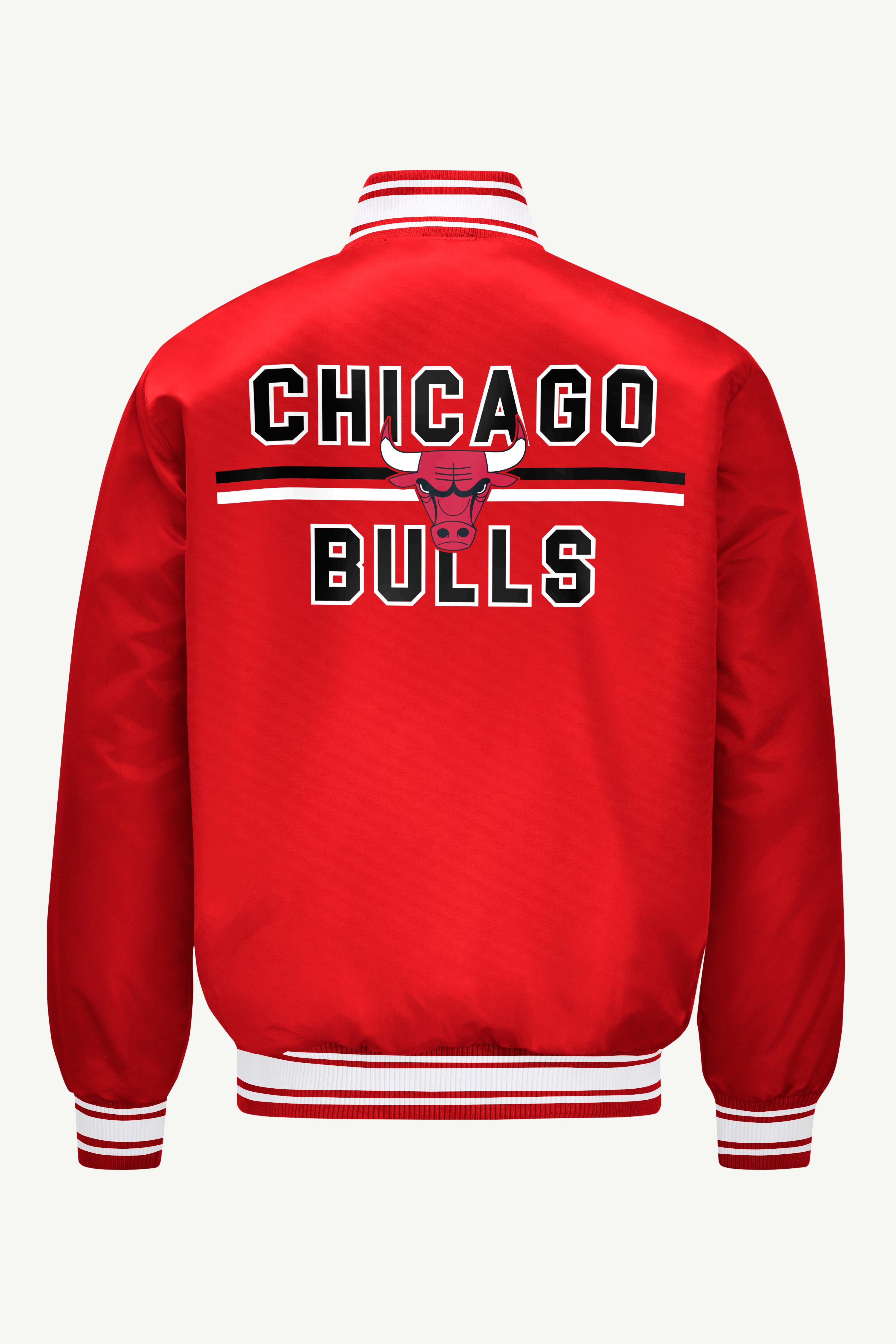 Mens Chicago Bulls Mesh Look Satin Varsity Jacket | NBA | Starter