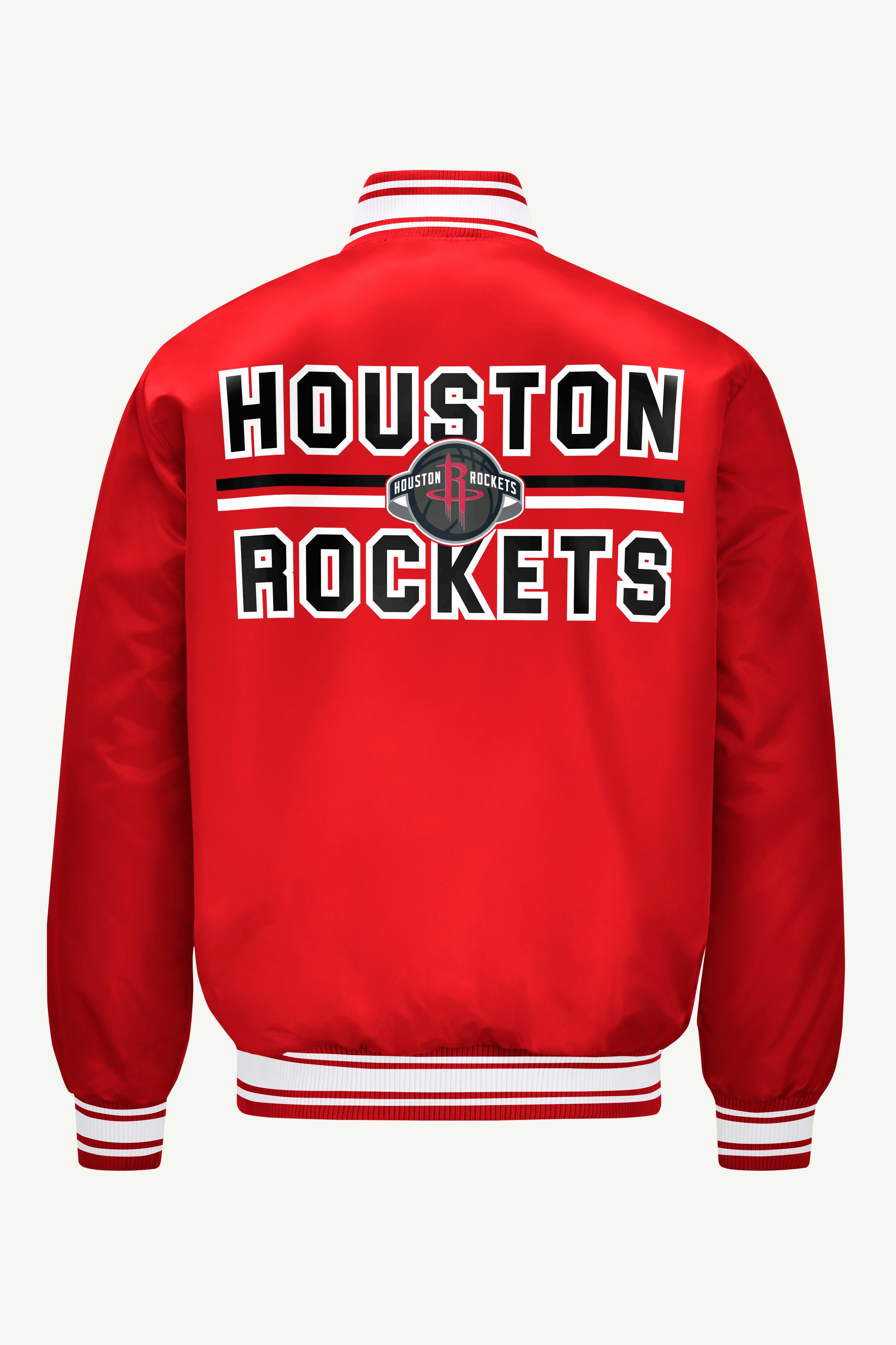MENS HOUSTON ROCKETS MESH LOOK SATIN VARSITY JACKET View 2