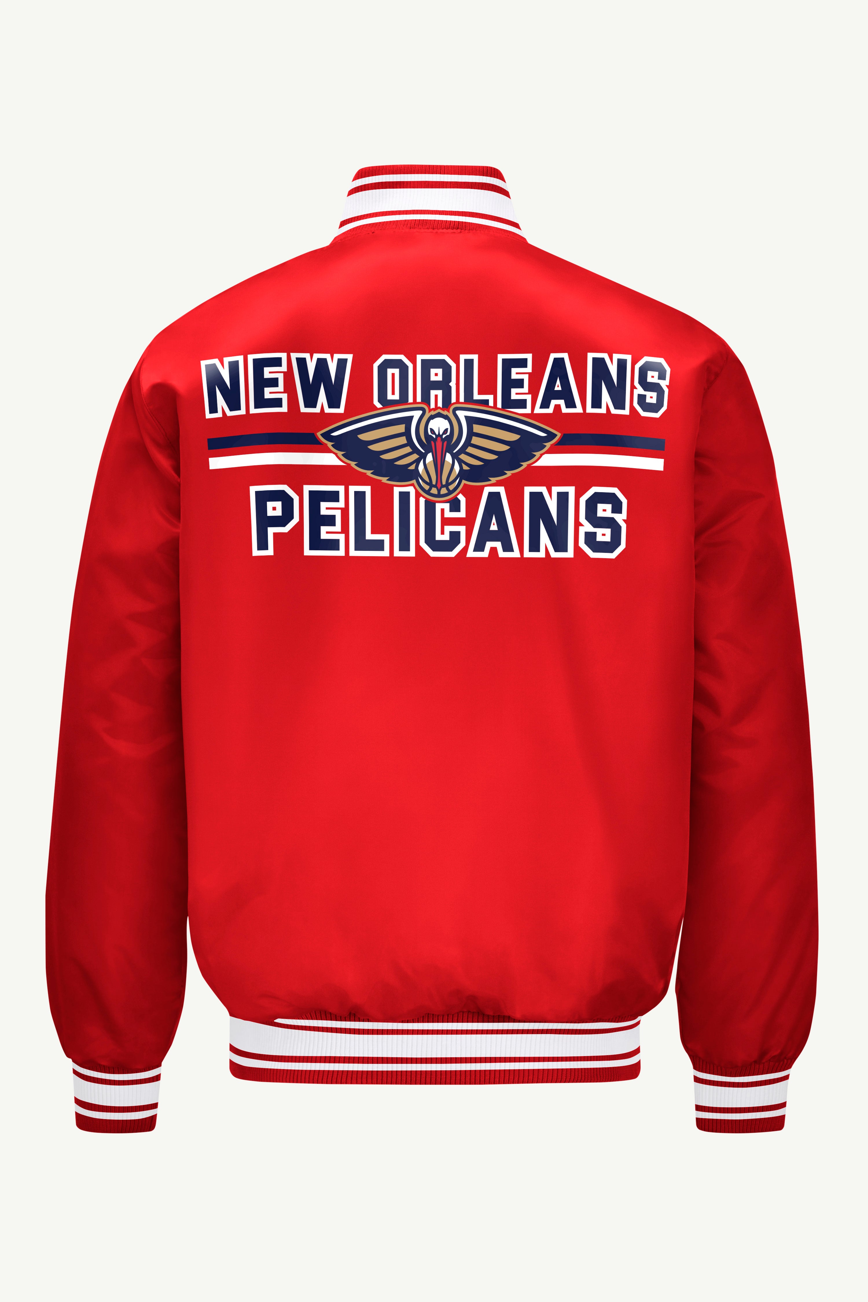 MENS NEW ORLEAN PELICANS MESH LOOK SATIN VARSITY JACKET View 2 | NBA