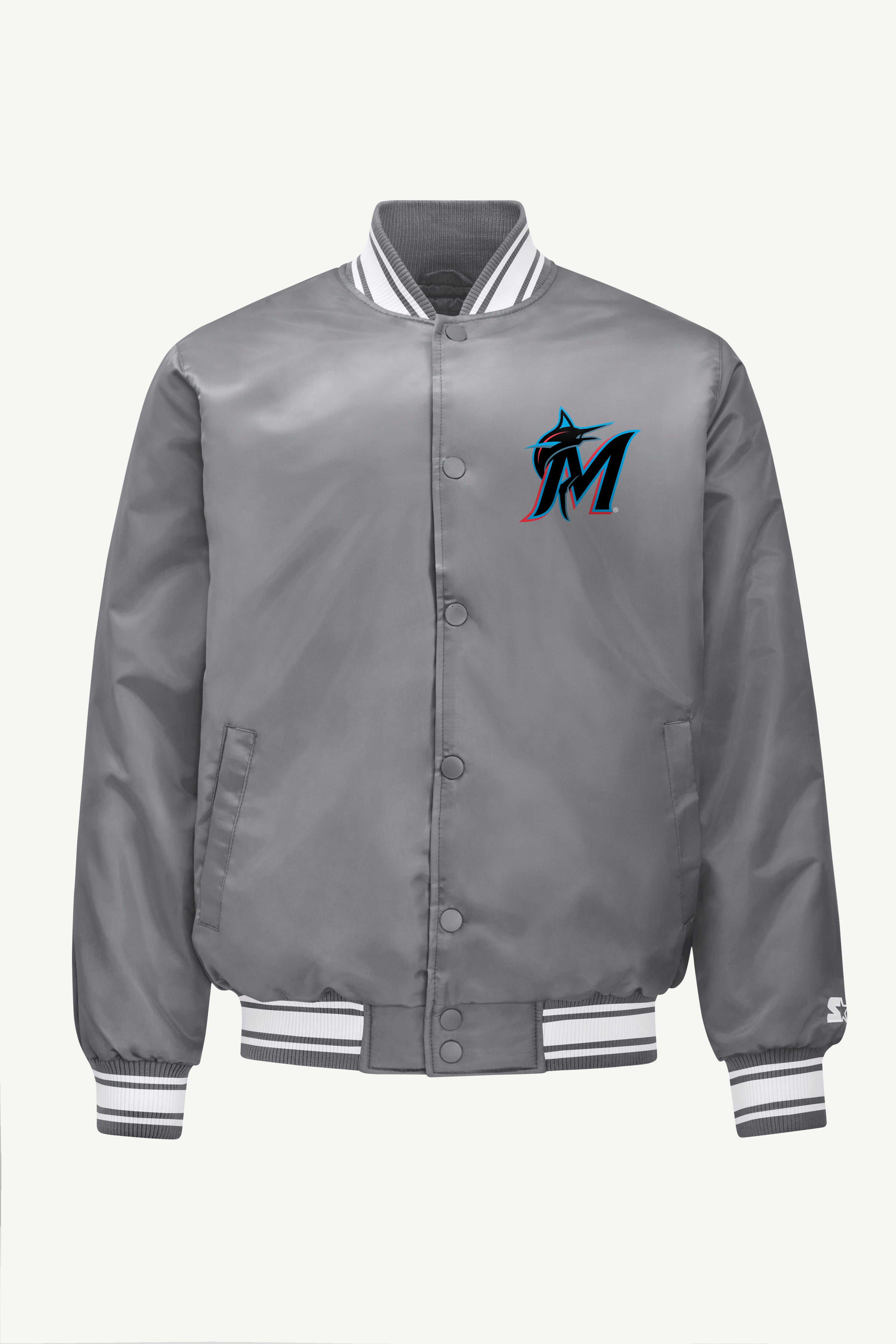 MENS MIAMI MARLINS SATIN VARISTY JACKET View 1 | Miami Marlins