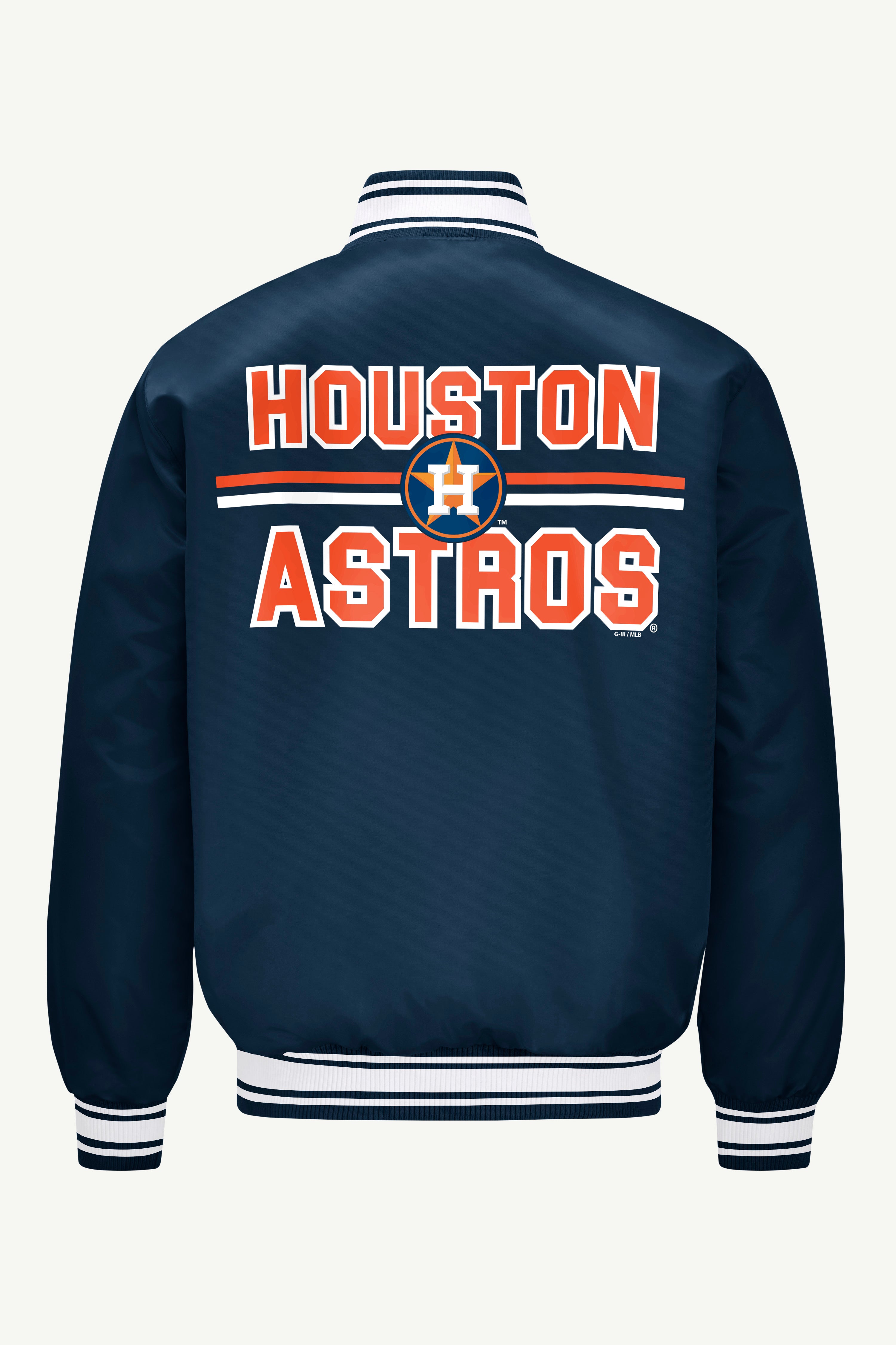 MENS HOUSTON ASTROS SATIN VARISTY JACKET View 2 | Houston Astros MENS HOUSTON ASTROS SATIN VARISTY JACKET View 2 | Houston Astros