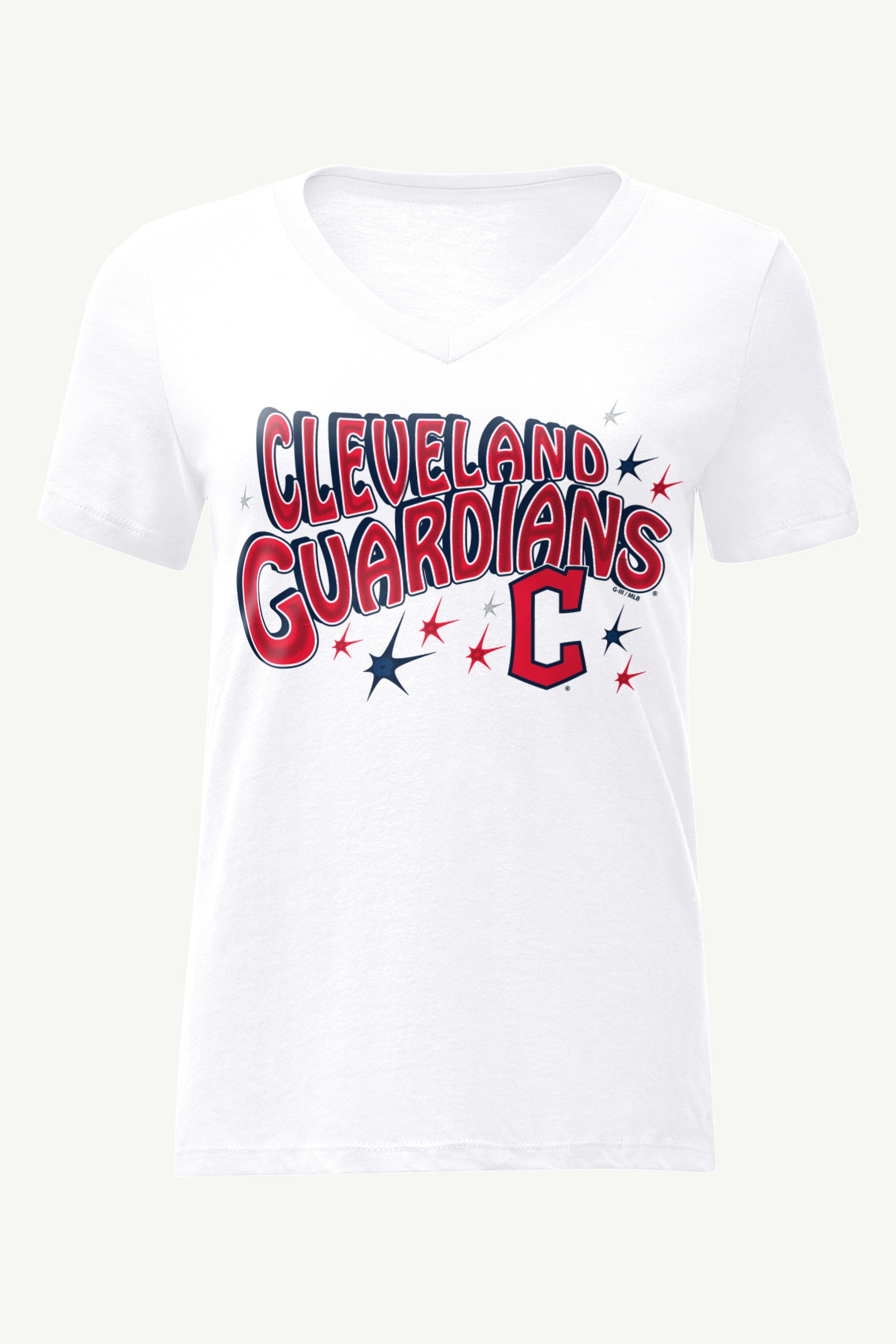 WOMENS CLEVELAND GUARDIANS FIREWORKS V NECK T SHIRT View 1 | MLB