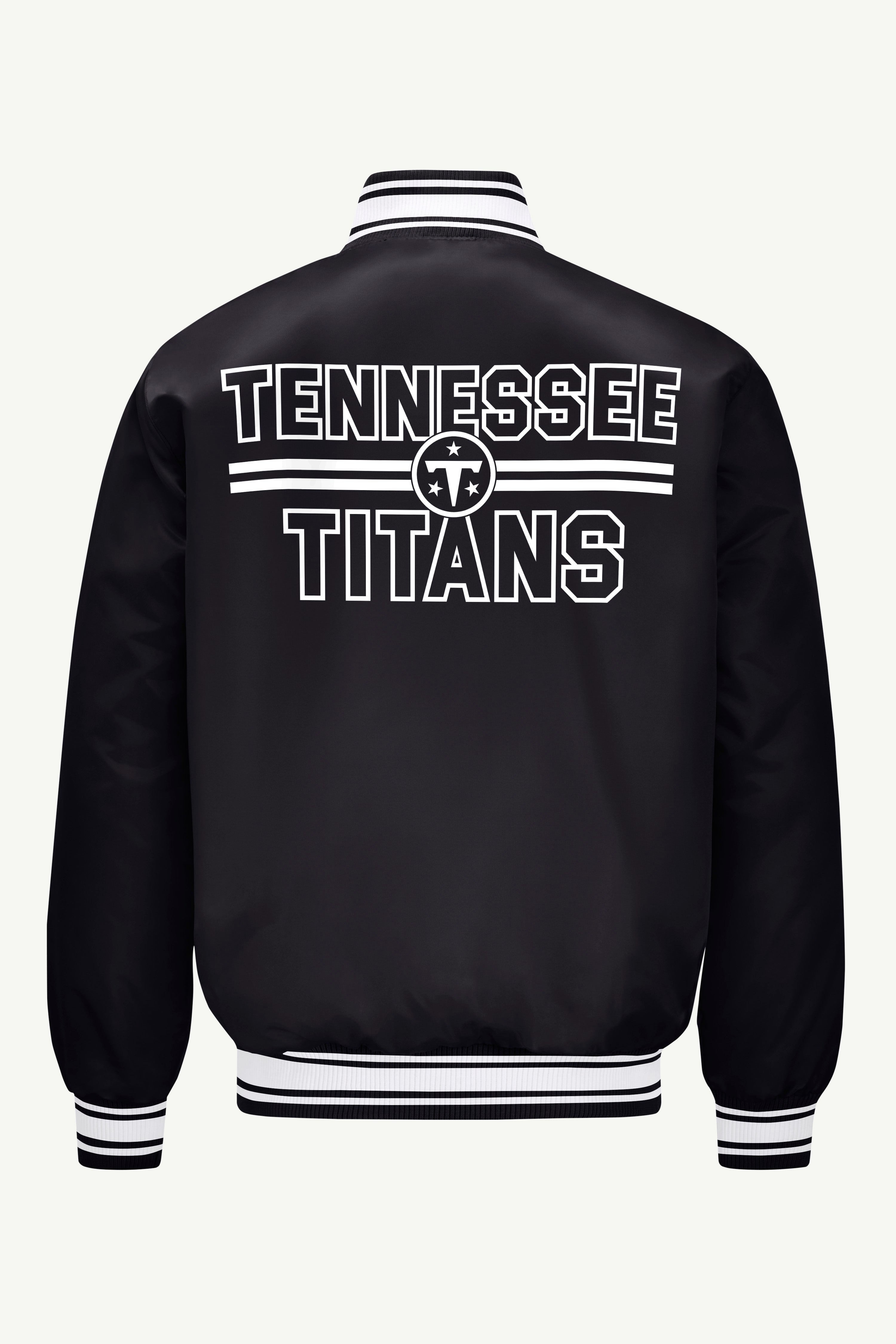 MENS TENNESSEE TITANS MESH LOOK SATIN VARSITY JACKET View 2 | Tennessee Titans
