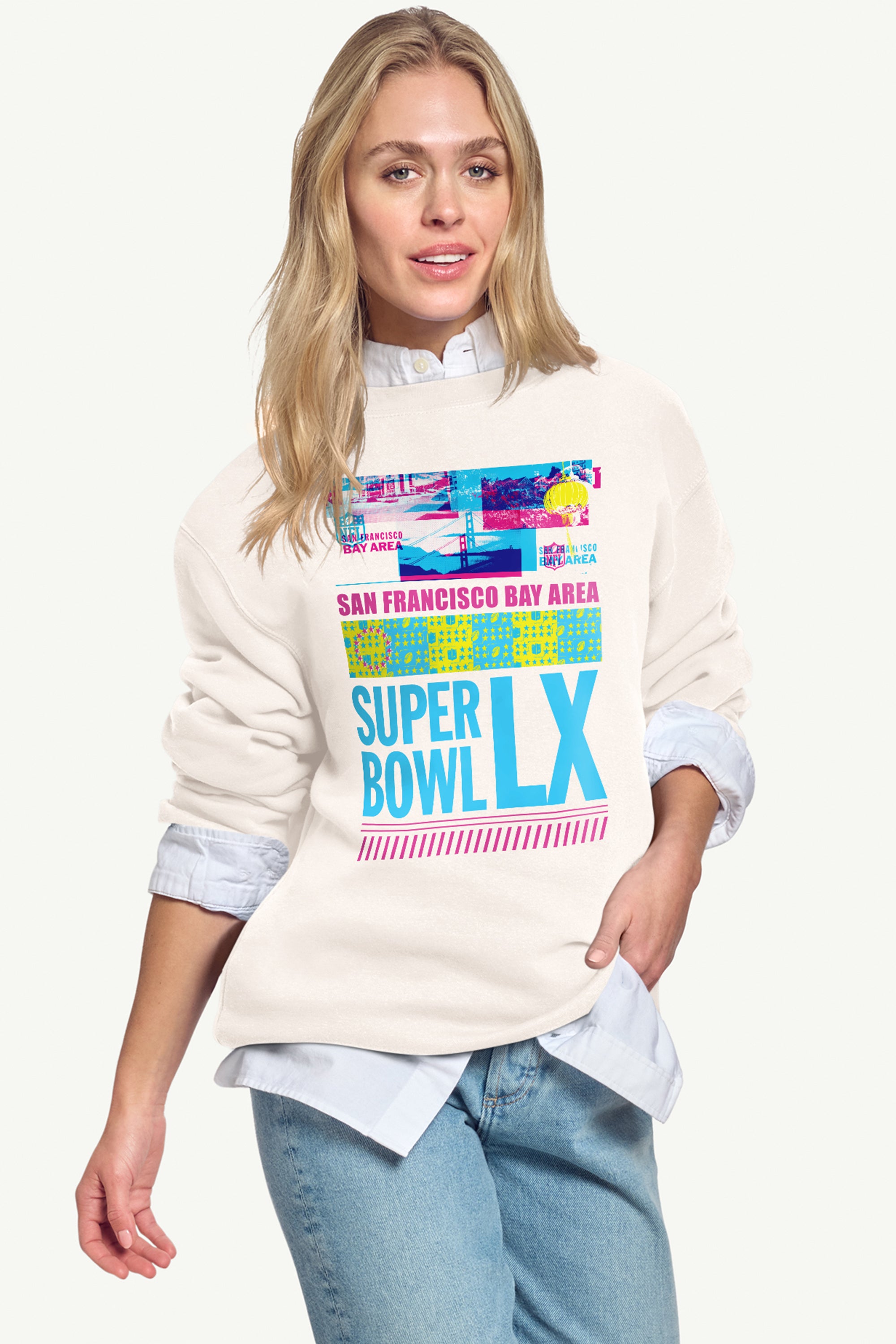 WOMENS SUPER BOWL LX BAY AREA BASH CREWNECK View 1 | NFL SUPER BOWL LX