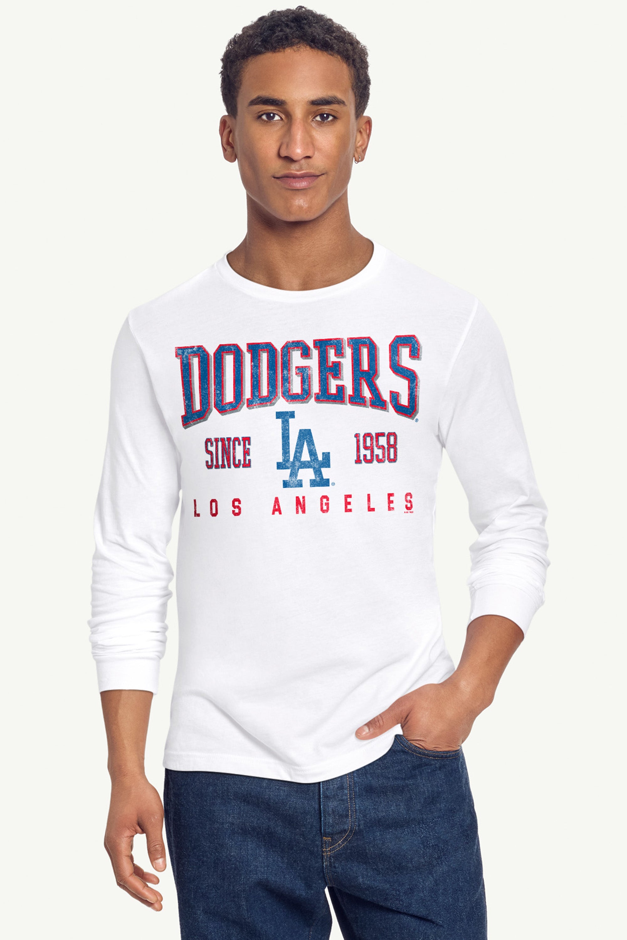 MENS LOS ANGELES DODGERS RETRO LONG SLEEVE T SHIRT View 2 | Los Angeles Dodgers