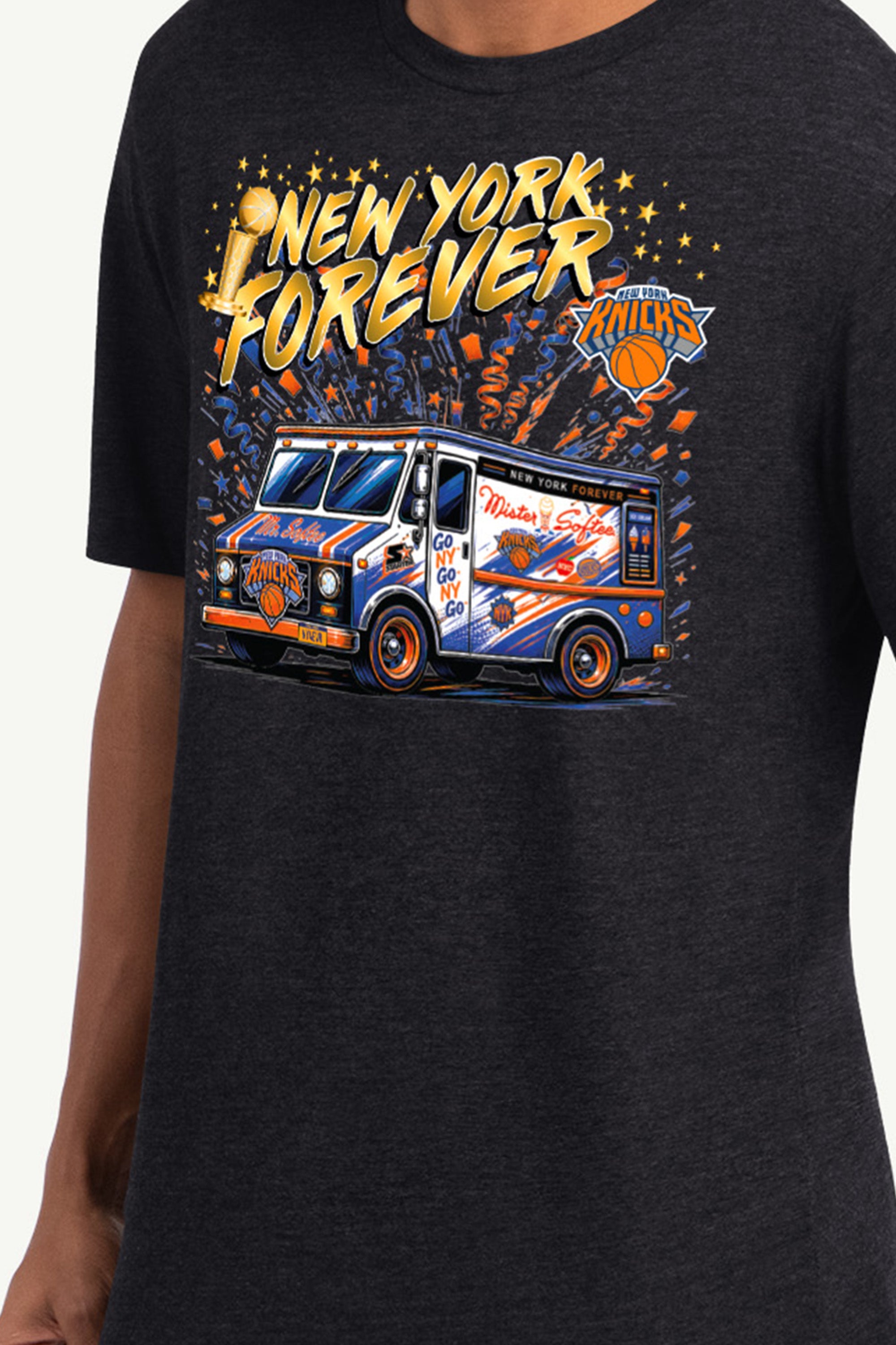 MENS NEW YORK KNICKS X MISTER SOFTEE TRUCK T SHIRT View 2