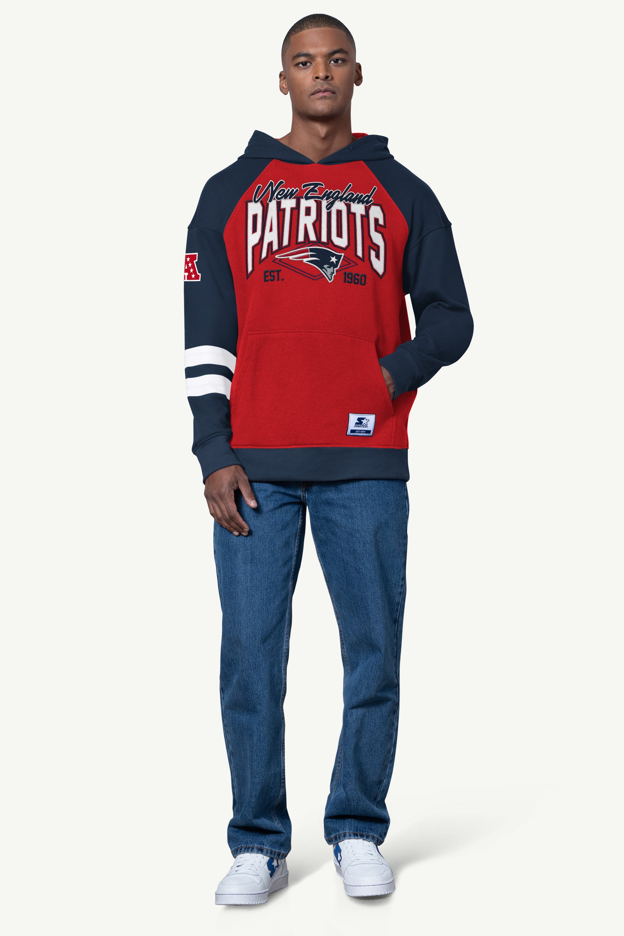MENS NEW ENGLAND PATRIOTS INTERCEPTION COLORBLOCK HOODIE View 3 | Men's Hoodies