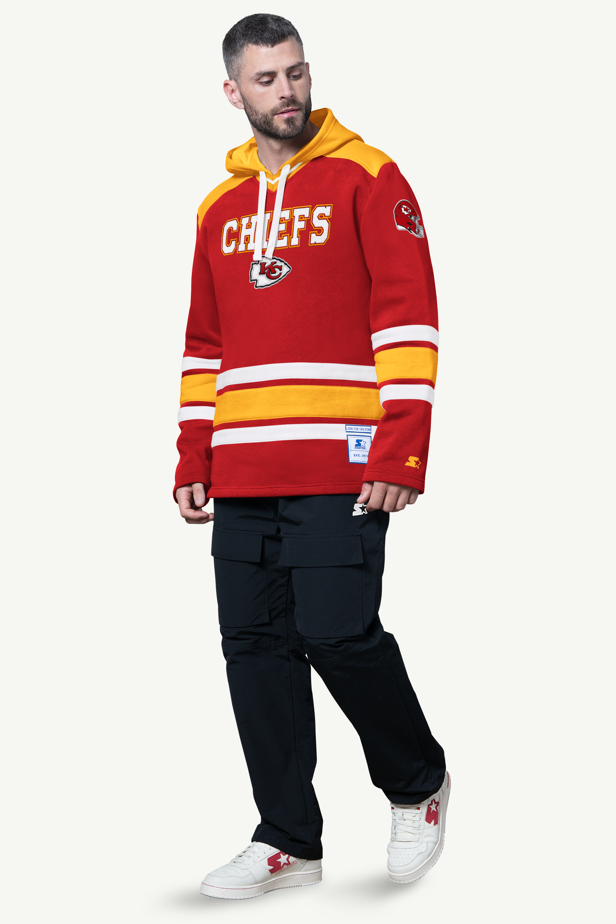 MENS KANSAS CITY CHIEFS SLAP SHOT HOODED HOCKEY PULLOVER View 3 | Men's Hoodies