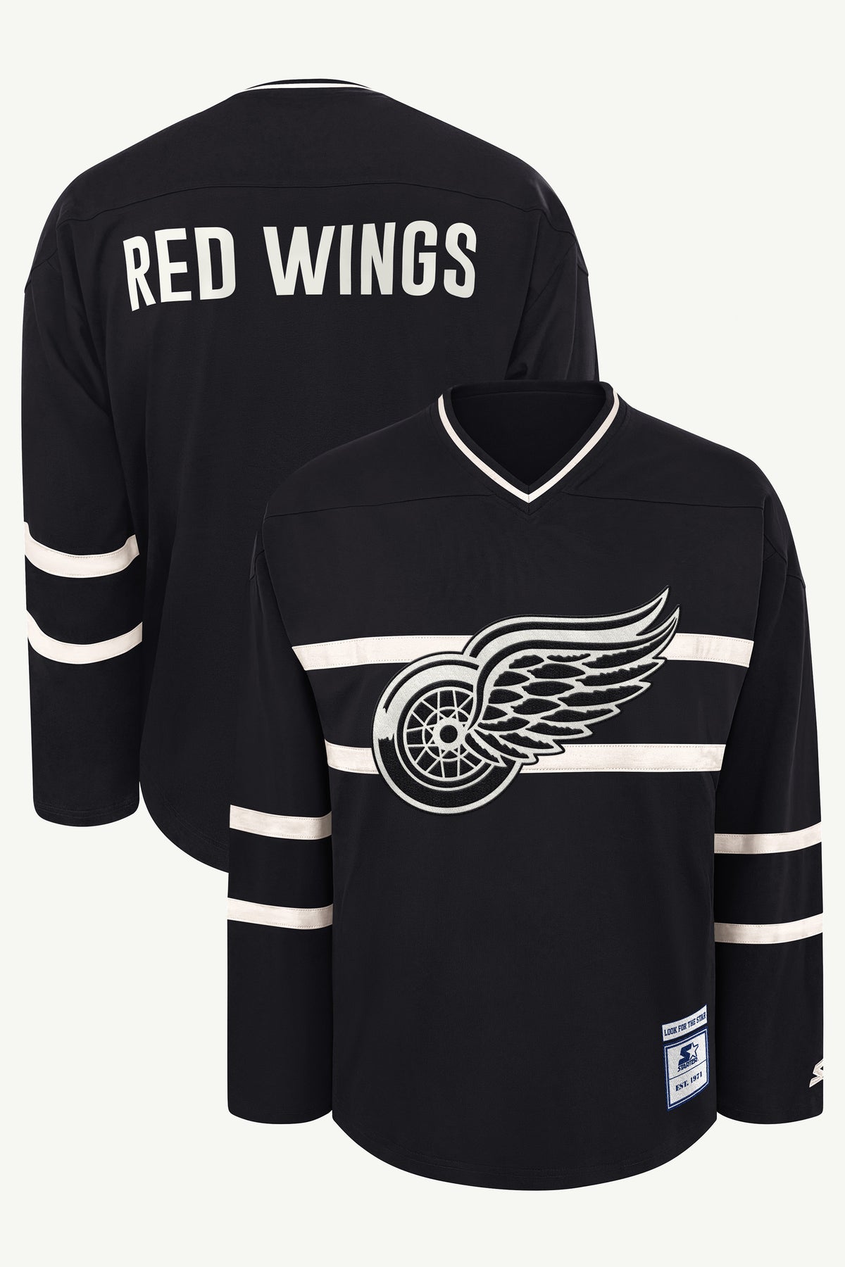 MENS DETROIT RED WINGS LINE UP LONG SLEEVE View 1