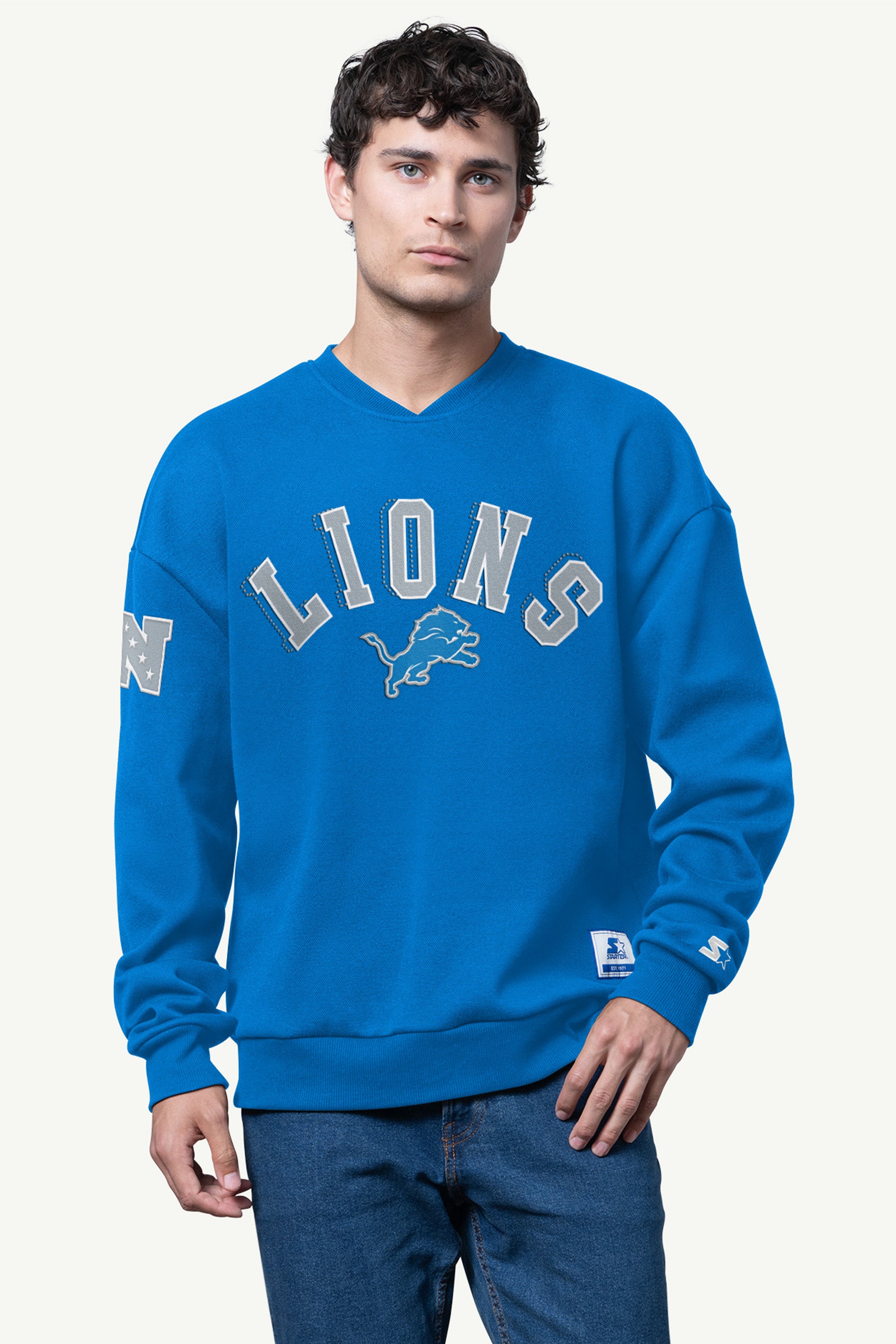 MENS DETROIT LIONS PIQUE PULLOVER View 1 | STARTER CLASSICS