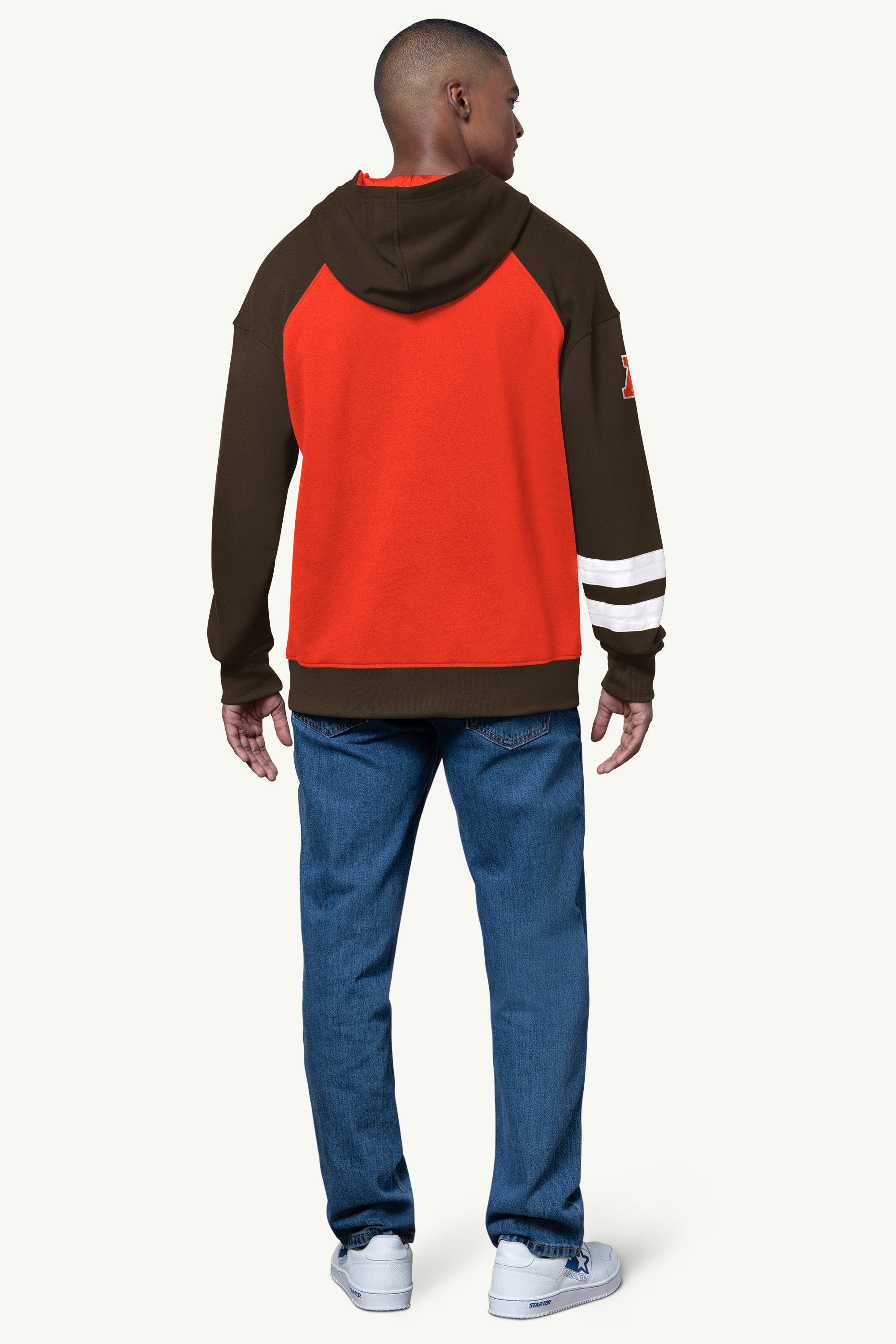 MENS CLEVELAND BROWNS INTERCEPTION COLORBLOCK HOODIE View 3 | STARTER CLASSICS