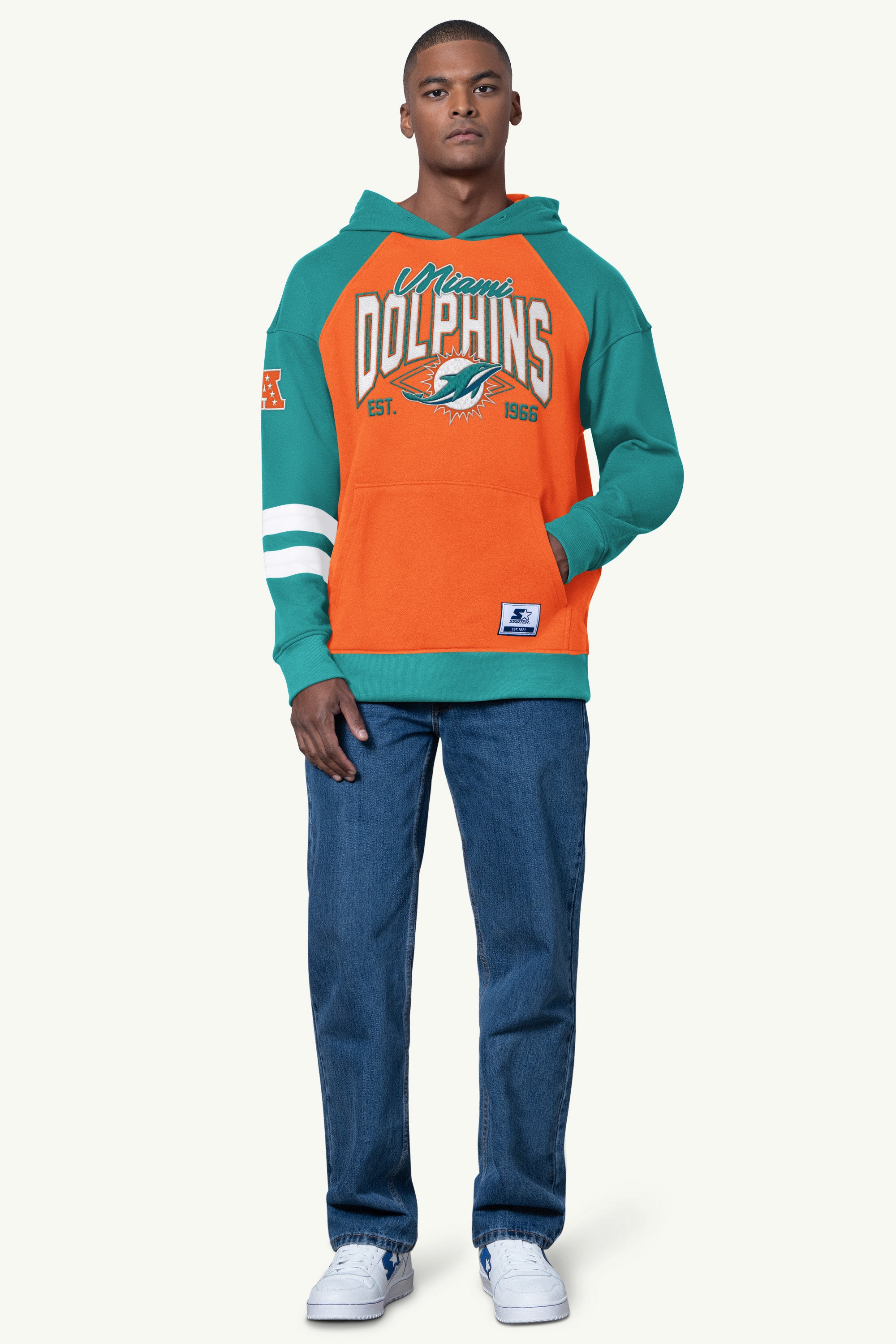 MENS MIAMI DOLPHINS INTERCEPTION COLORBLOCK HOODIE View 2 | Miami Dolphins
