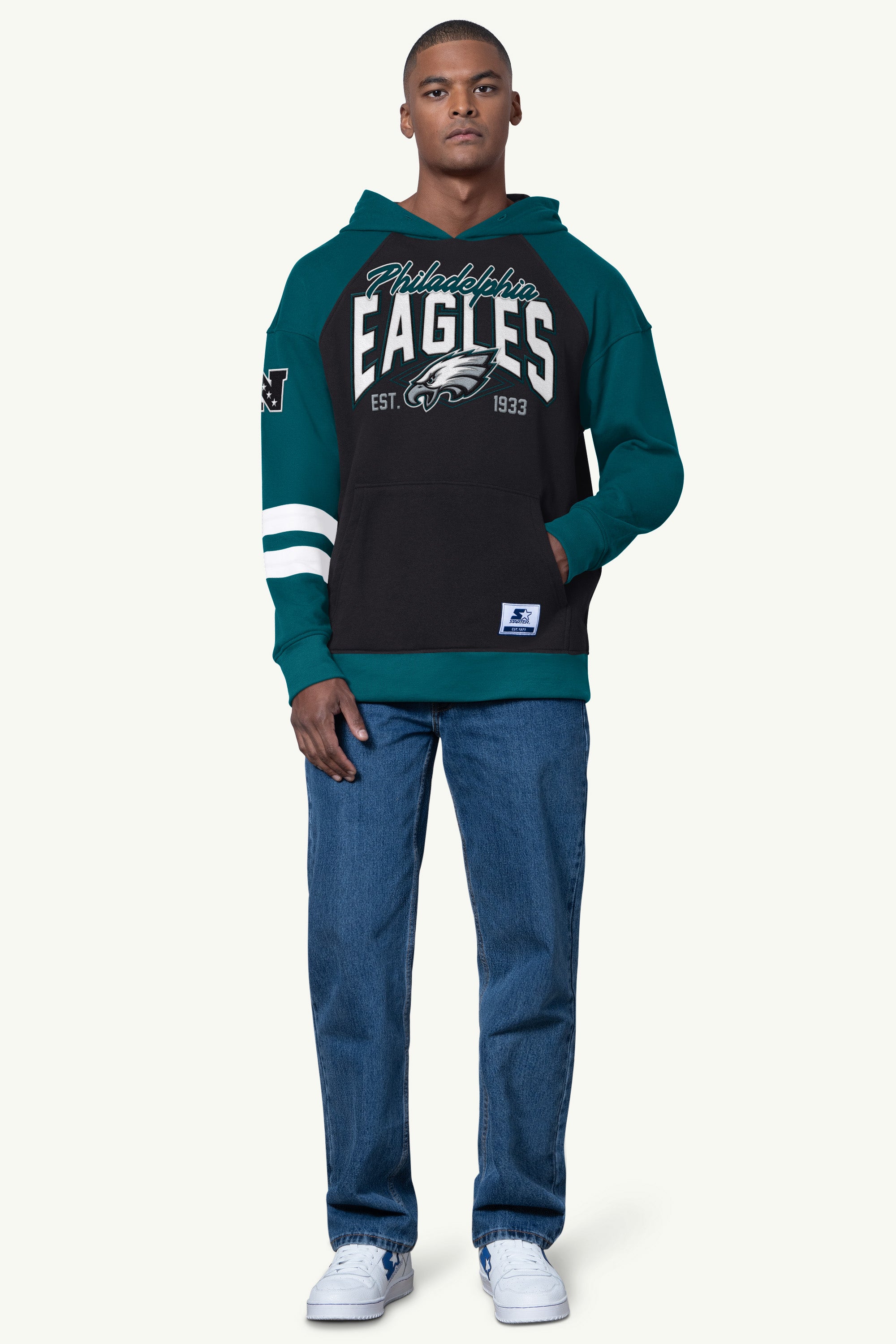 MENS PHILADELPHIA EAGLES INTERCEPTION COLORBLOCK HOODIE View 2 | STARTER CLASSICS