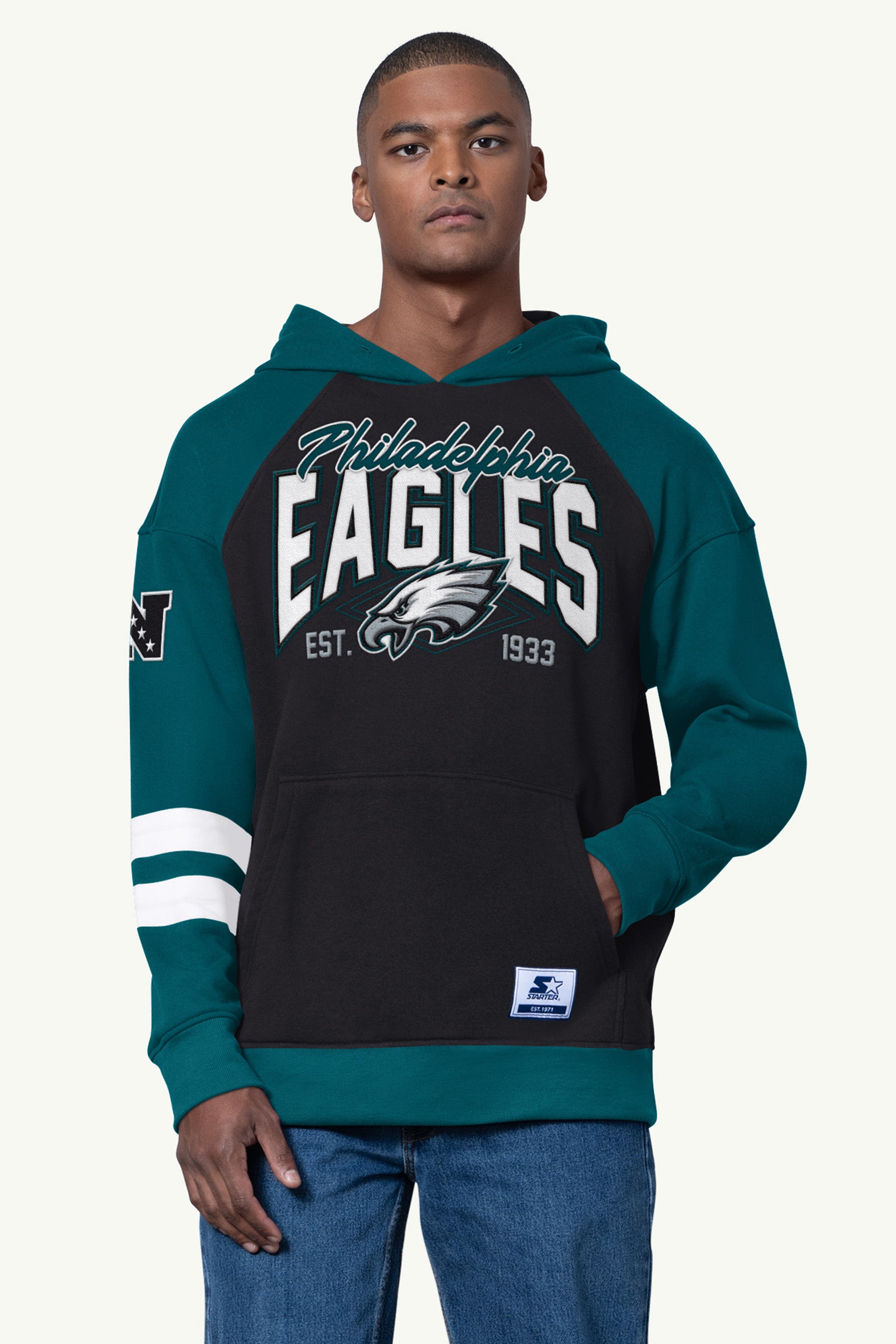 MENS PHILADELPHIA EAGLES INTERCEPTION COLORBLOCK HOODIE View 1 | STARTER CLASSICS