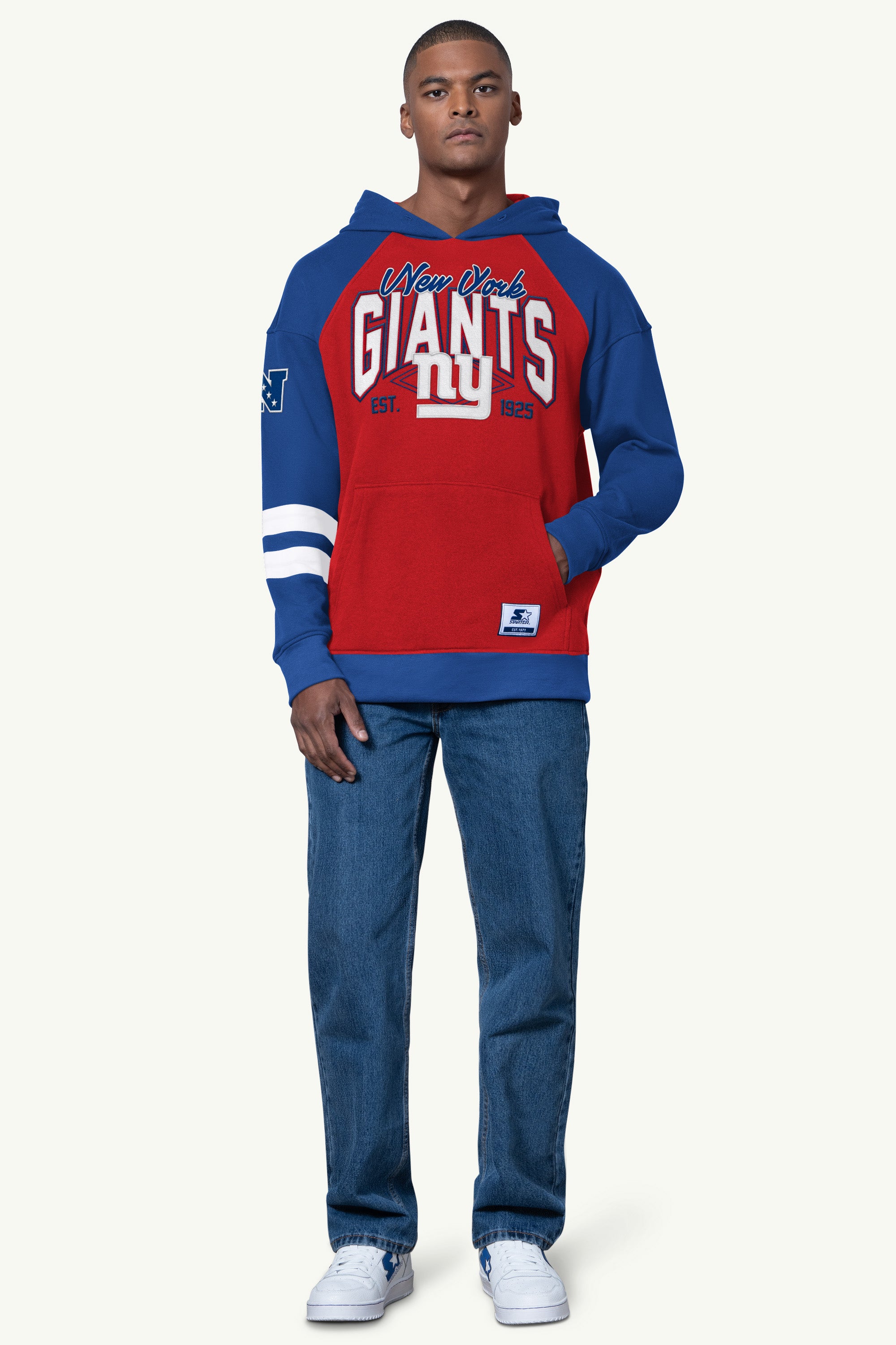 MENS NEW YORK GIANTS INTERCEPTION COLORBLOCK HOODIE View 2 | STARTER CLASSICS