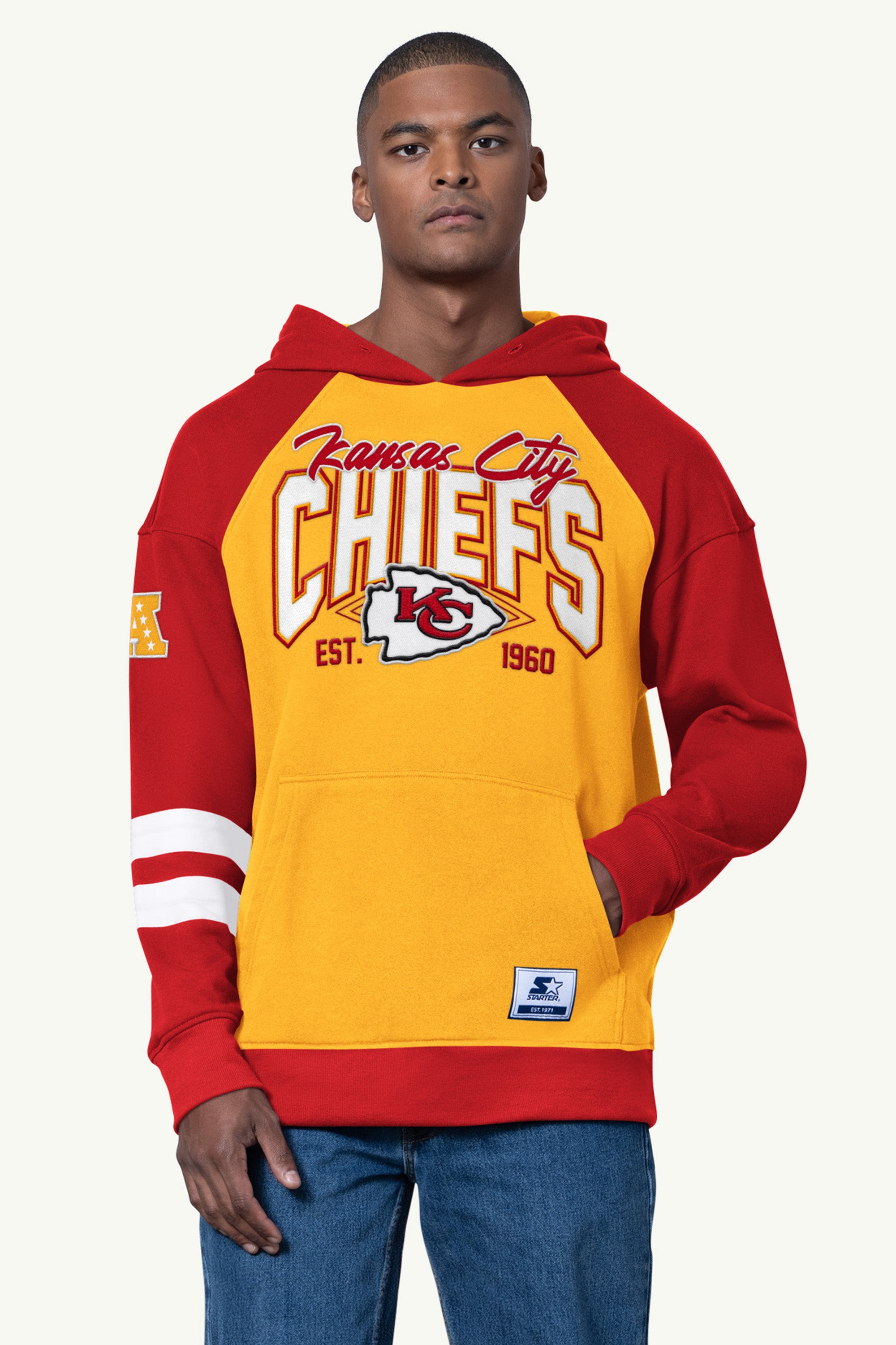 MENS KANSAS CITY CHIEFS INTERCEPTION COLORBLOCK HOODIE View 1 | STARTER CLASSICS
