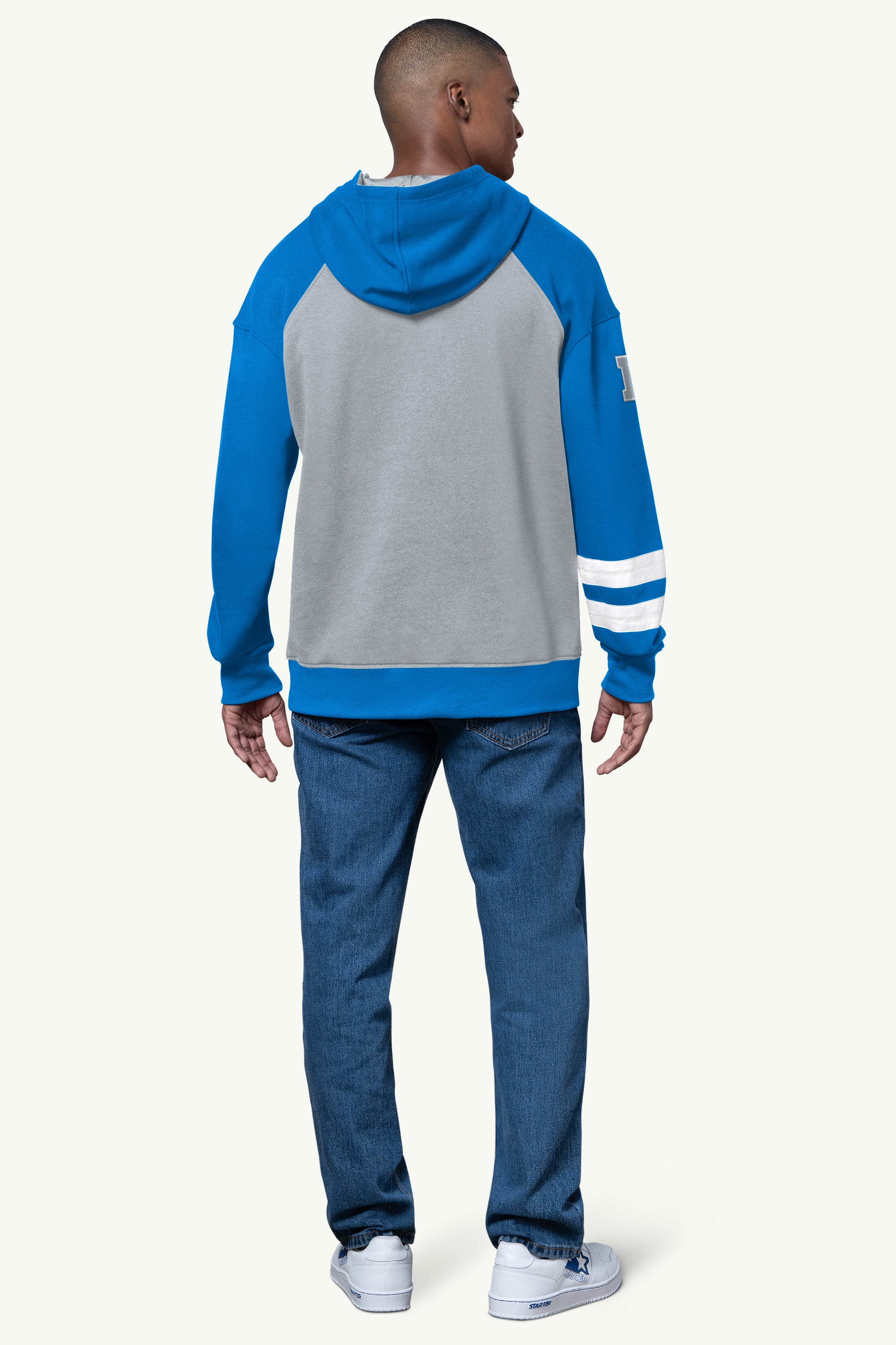 MENS DETROIT LIONS INTERCEPTION COLORBLOCK HOODIE View 3 | STARTER CLASSICS