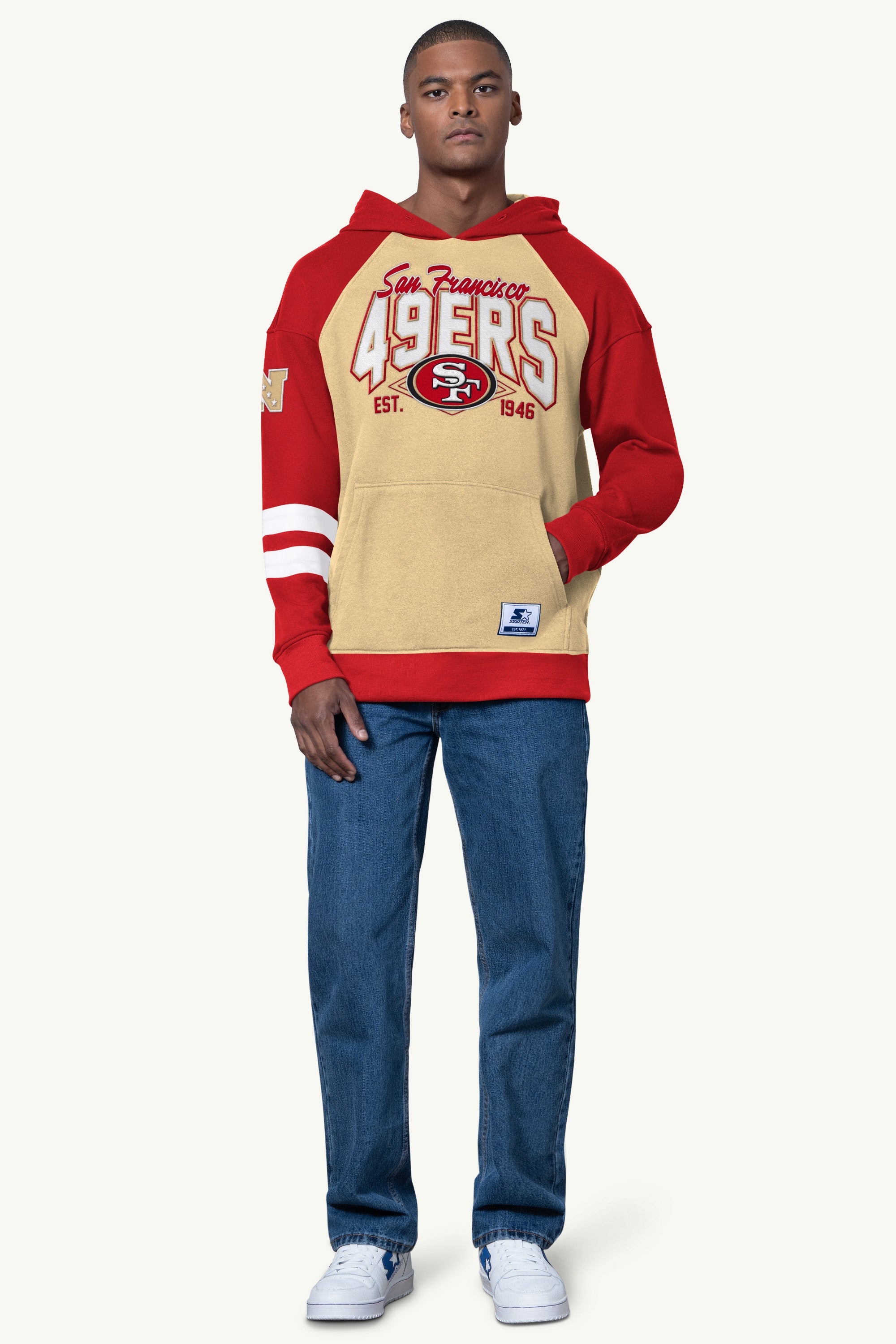 MENS SAN FRANCISCO 49ERS INTERCEPTION COLORBLOCK HOODIE View 2 | San Francisco 49ers