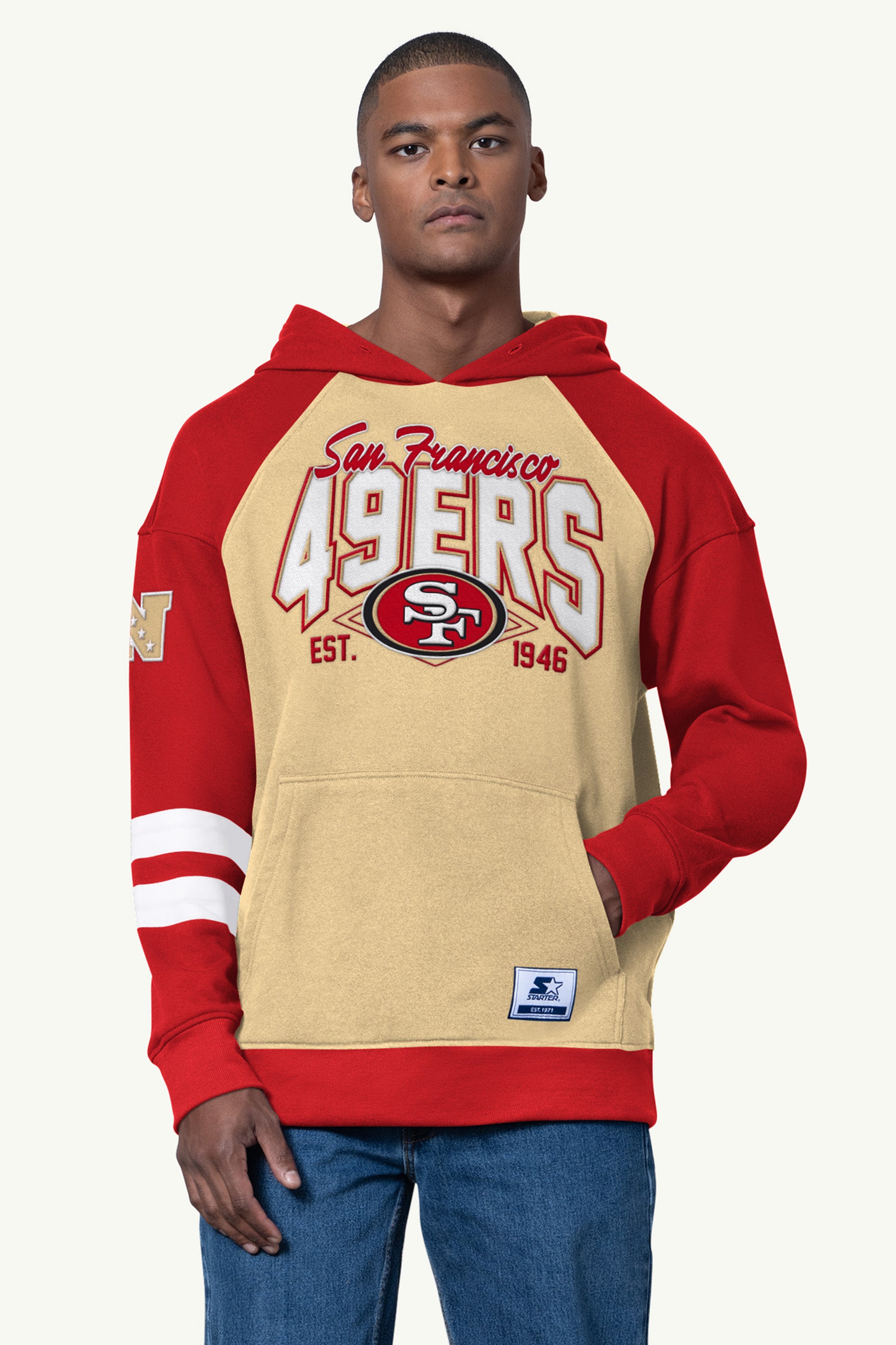 MENS SAN FRANCISCO 49ERS INTERCEPTION COLORBLOCK HOODIE View 1 | San Francisco 49ers