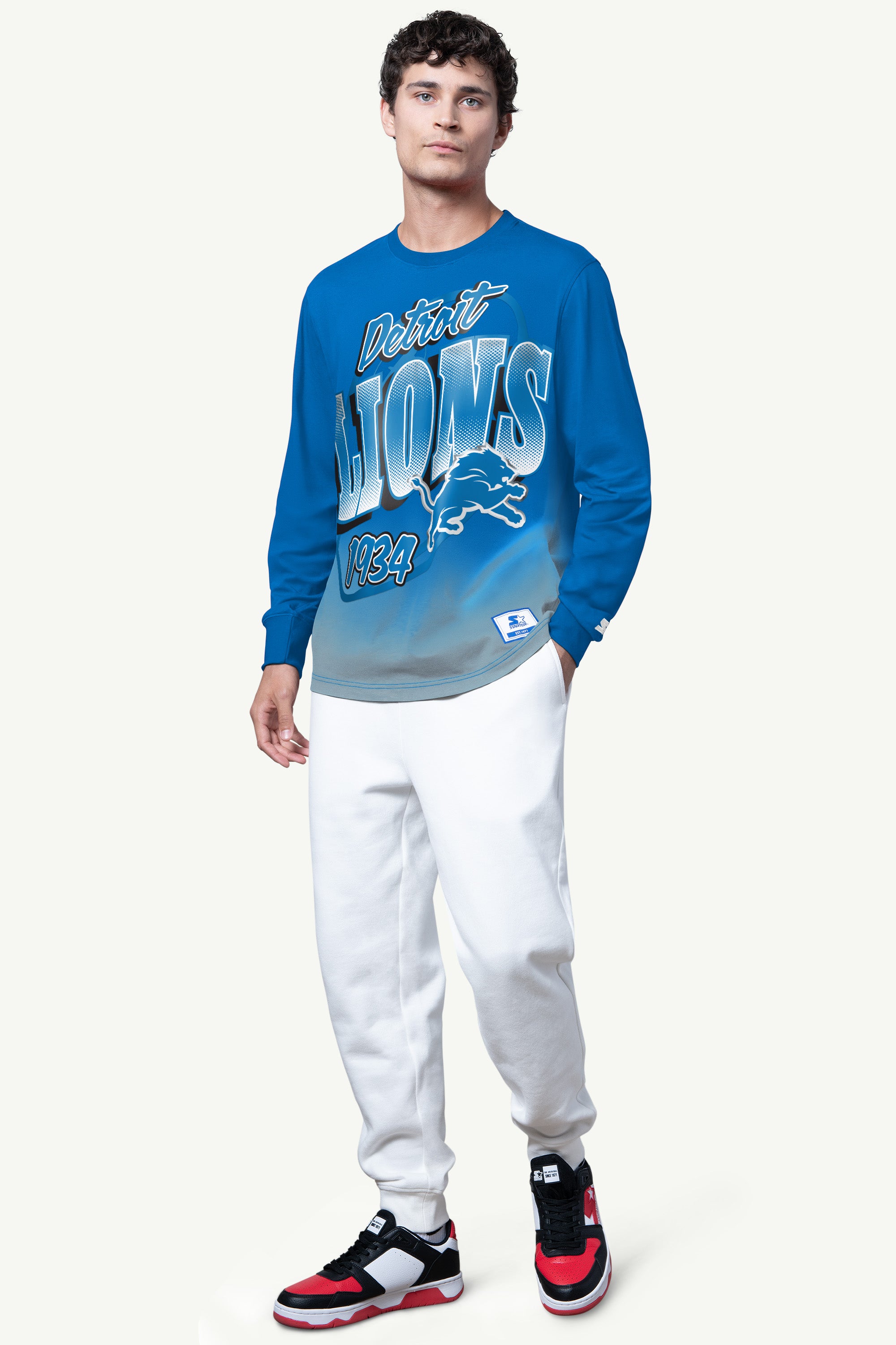 MENS DETROIT LIONS EXTREME QUARTERBACK LONG SLEEVE T SHIRT View 2 | STARTER CLASSICS