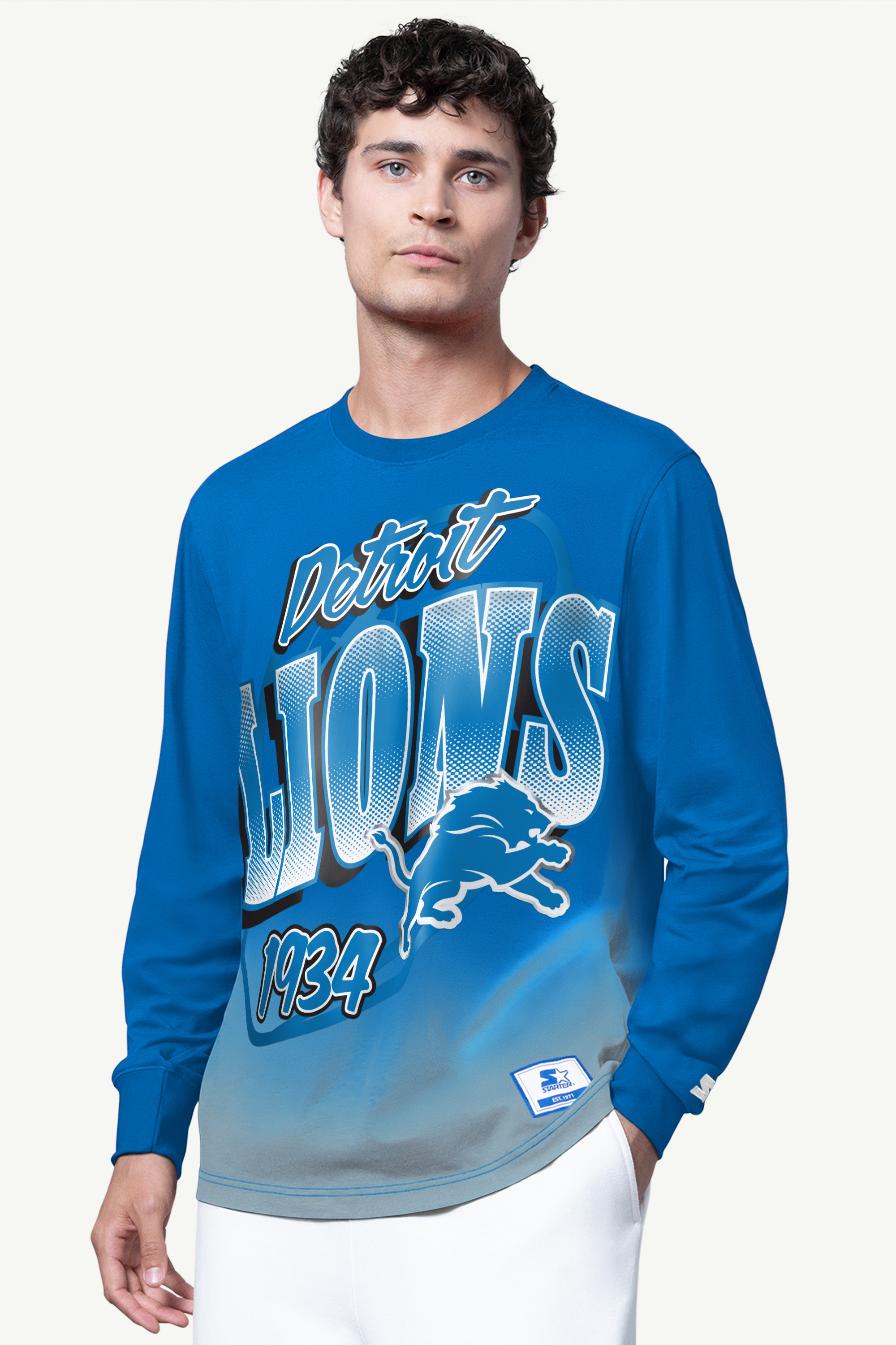 MENS DETROIT LIONS EXTREME QUARTERBACK LONG SLEEVE T SHIRT View 1 | STARTER CLASSICS