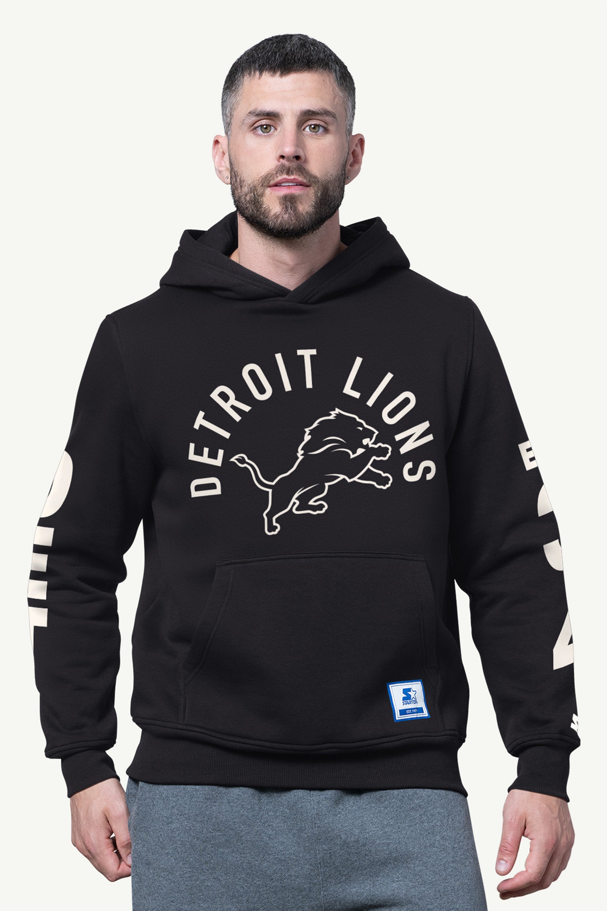 MENS DETROIT LIONS HANDOFF FLEECE HOODIE View 1 | STARTER CLASSICS