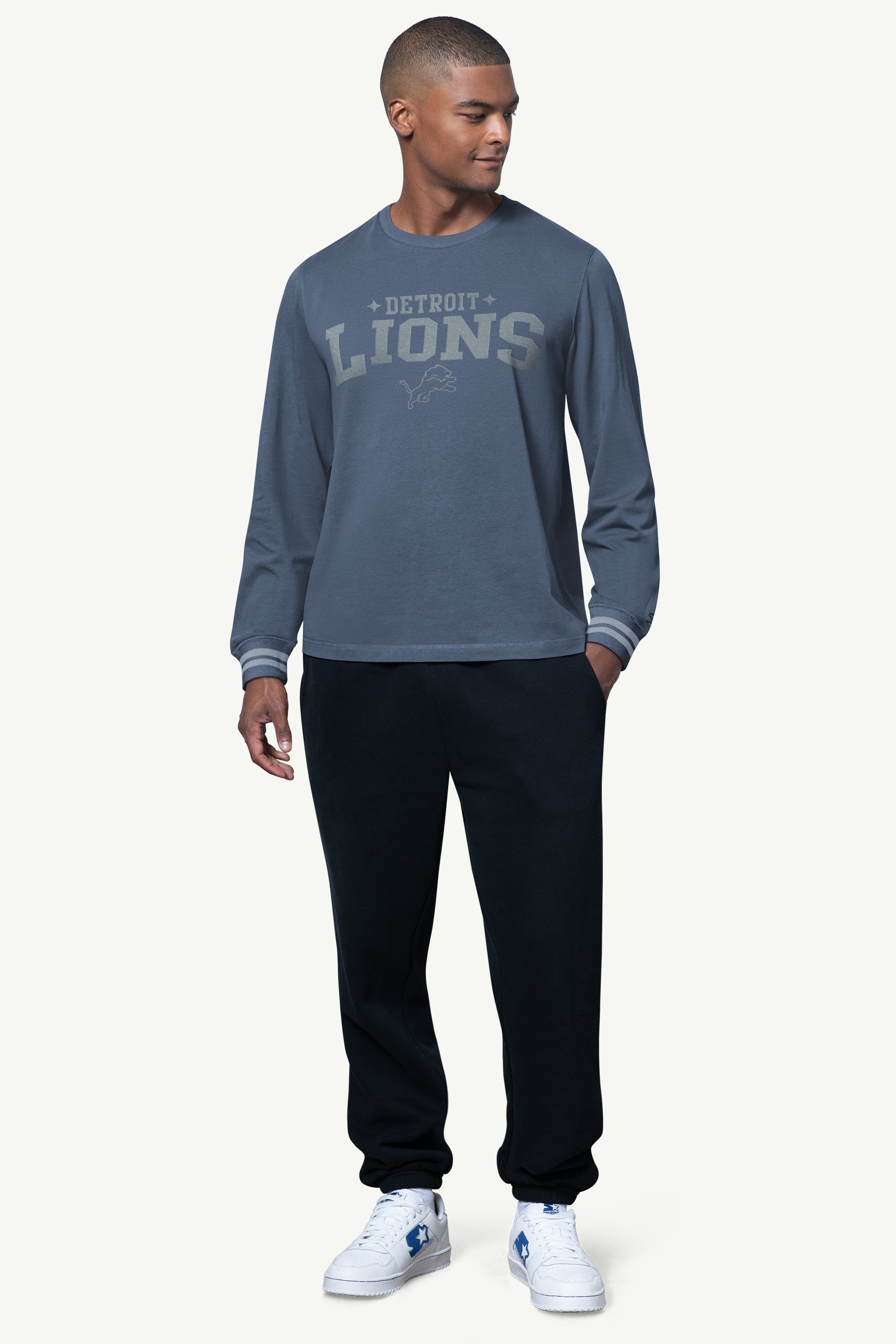 MENS DETROIT LIONS FIELD LONG SLEEVE T SHIRT View 2 | STARTER CLASSICS