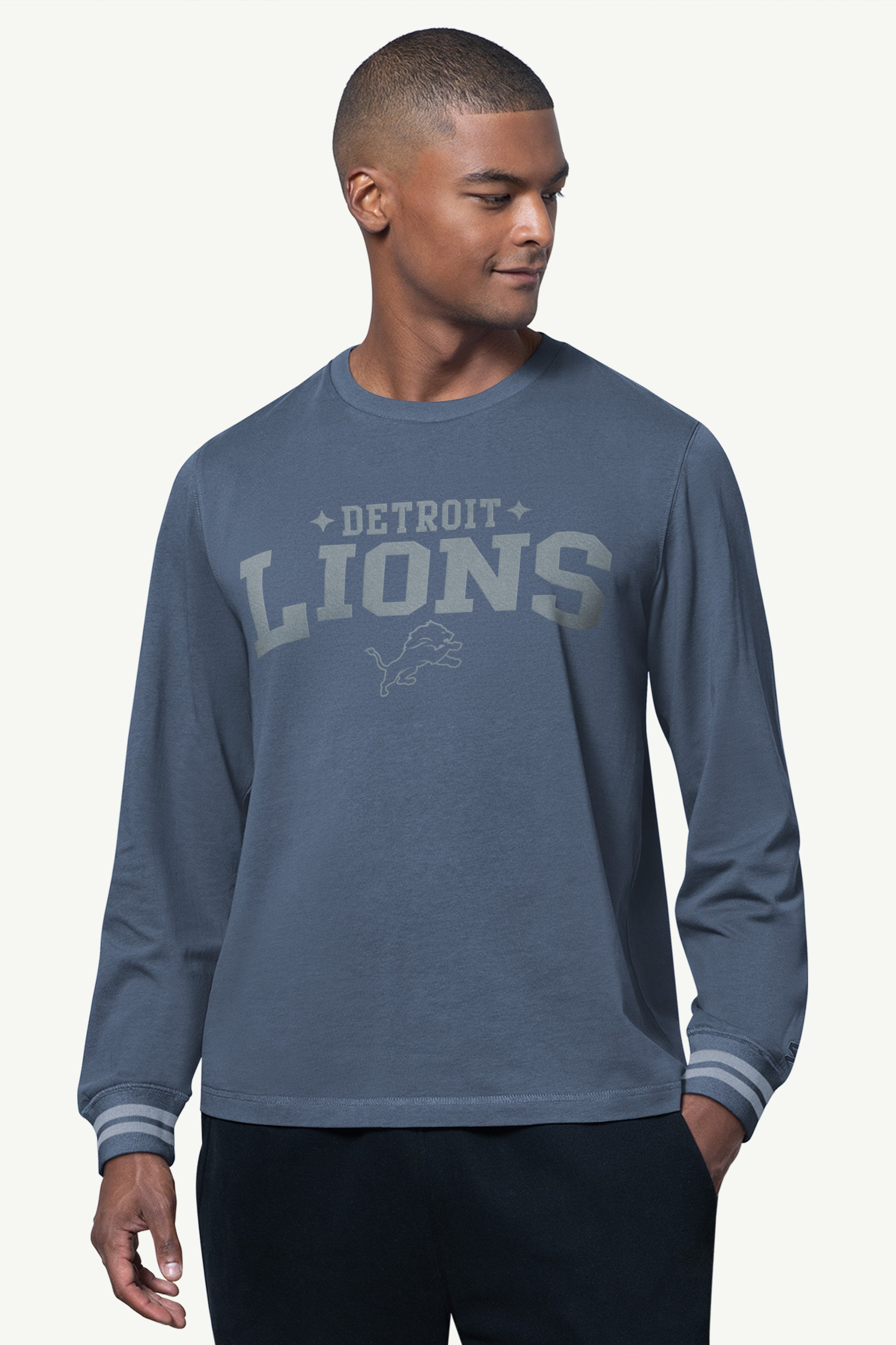 MENS DETROIT LIONS FIELD LONG SLEEVE T SHIRT View 1 | STARTER CLASSICS