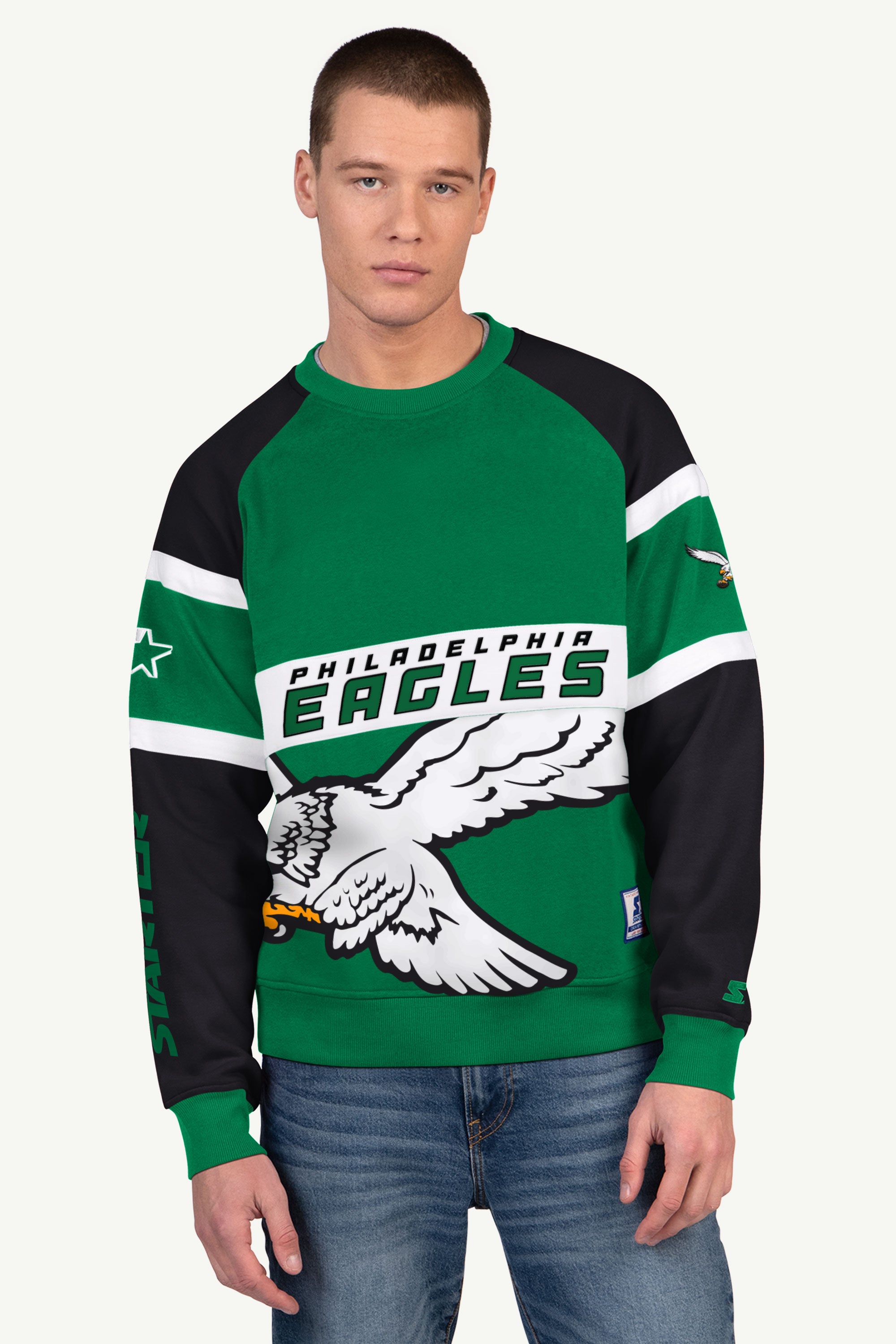 MENS PHILADELPHIA EAGLES DIME BACK COLORBLOCK CREWNECK View 1 | Philadelphia Eagles