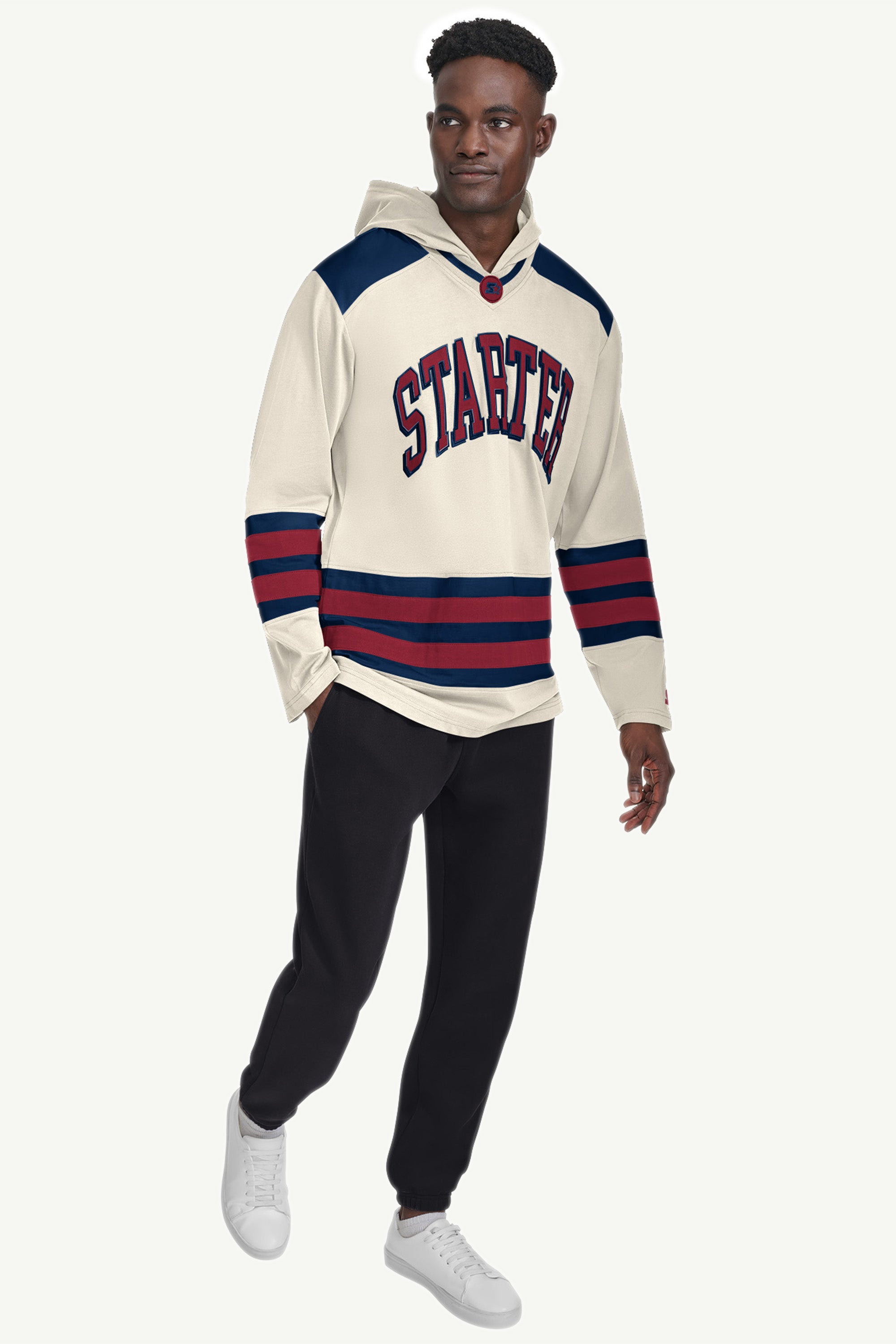 MENS STARTER HOODED HOCKEY JERSEY View 2 | Starter Brand Collection MENS STARTER HOODED HOCKEY JERSEY View 2 | Starter Brand Collection