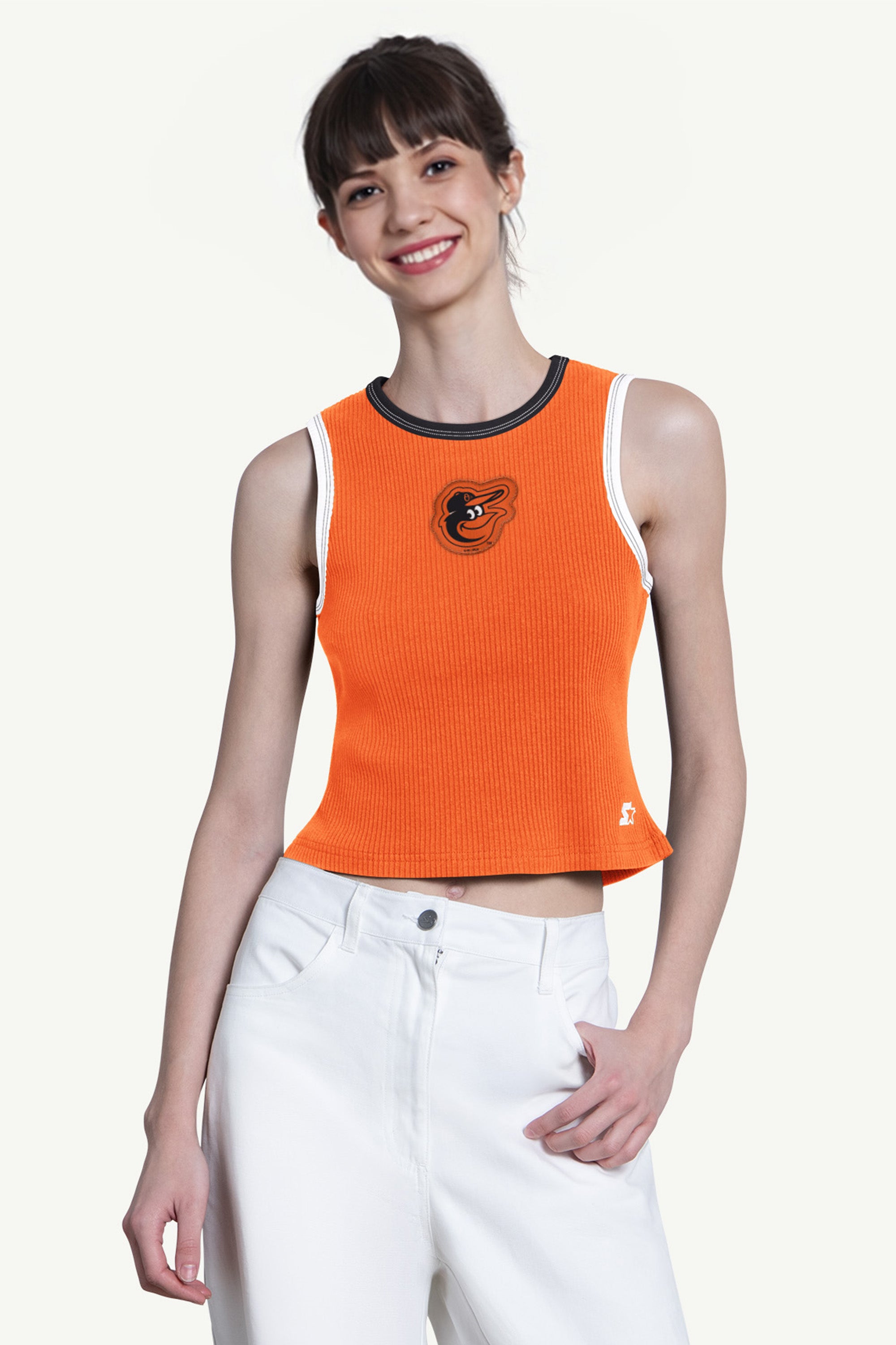 WOMENS BALTIMORE ORIOLES PLAY THE BALL CROP TANK View 1 | MLB