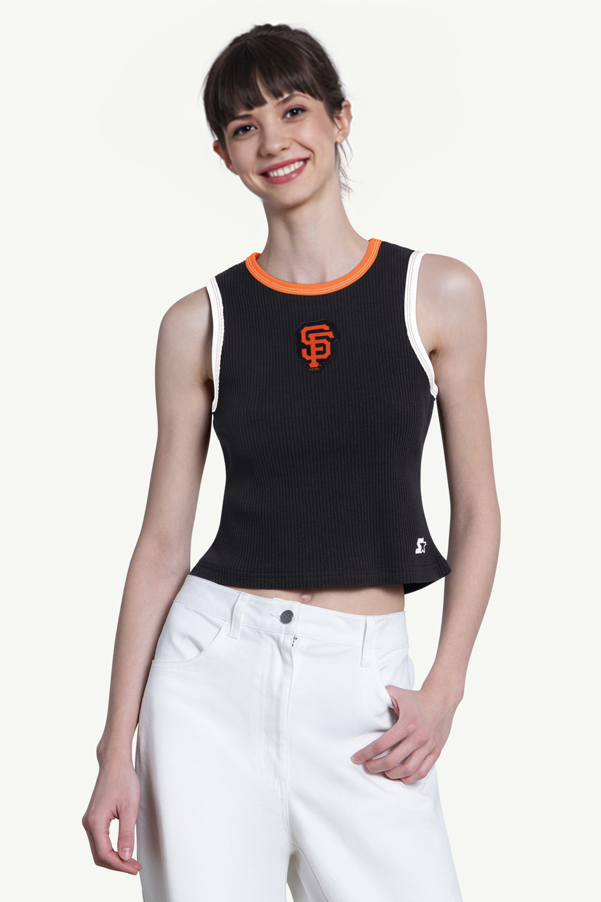 WOMENS SAN FRANCISCO GIANTS PLAY THE BALL CROP TANK View 1 | San Francisco Giants