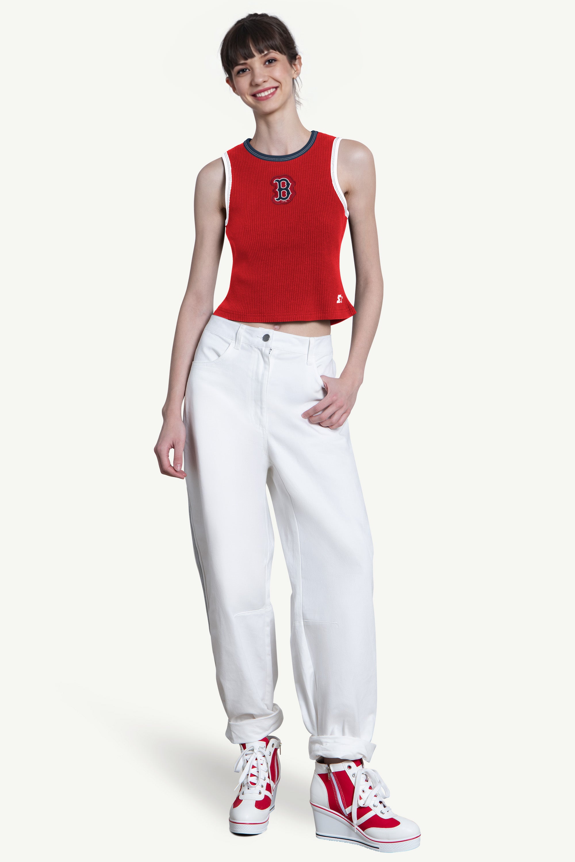 WOMENS BOSTON RED SOX PLAY THE BALL CROP TANK View 3