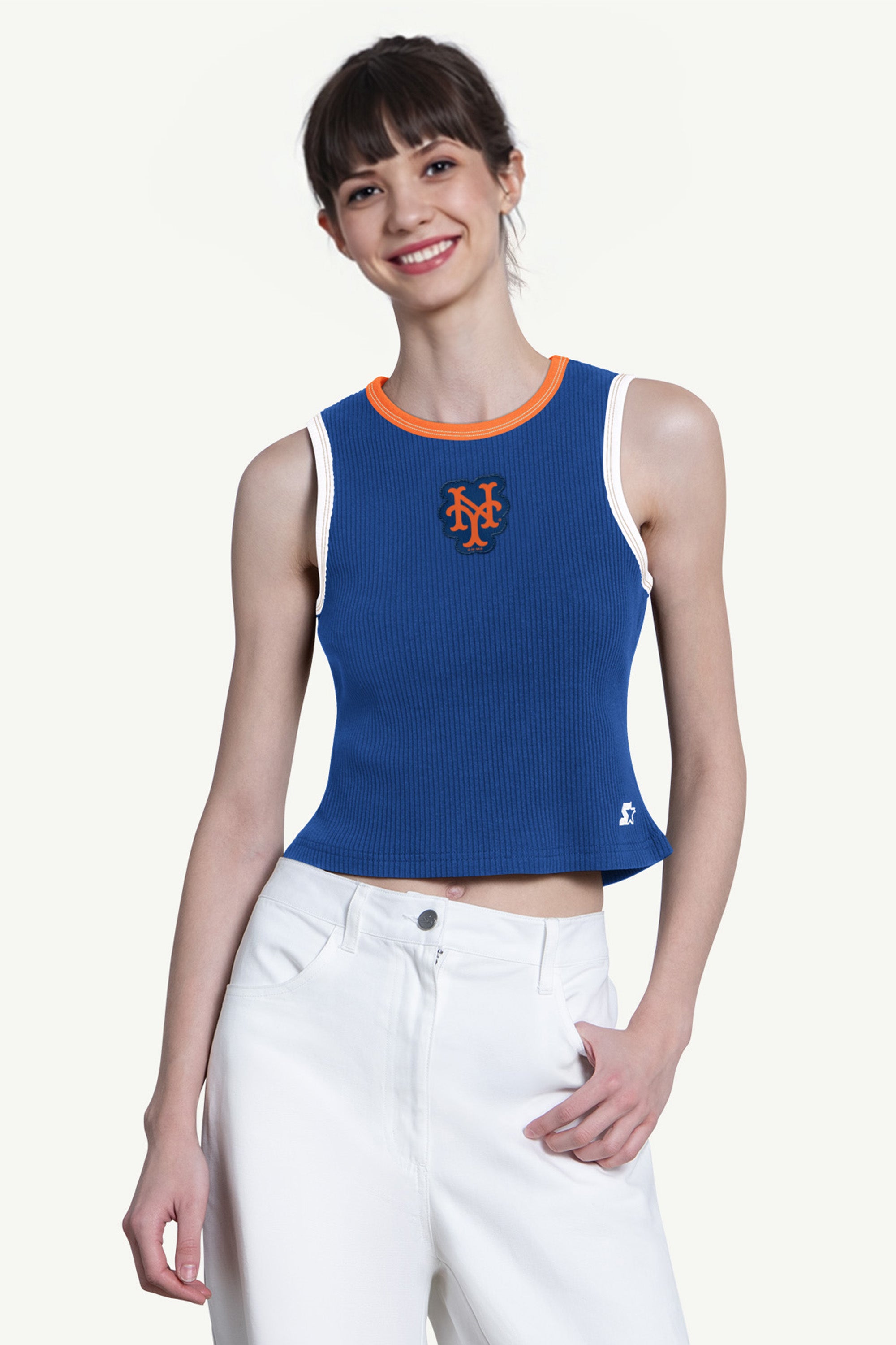 WOMENS NEW YORK METS PLAY THE BALL CROP TANK View 1 | New York Mets