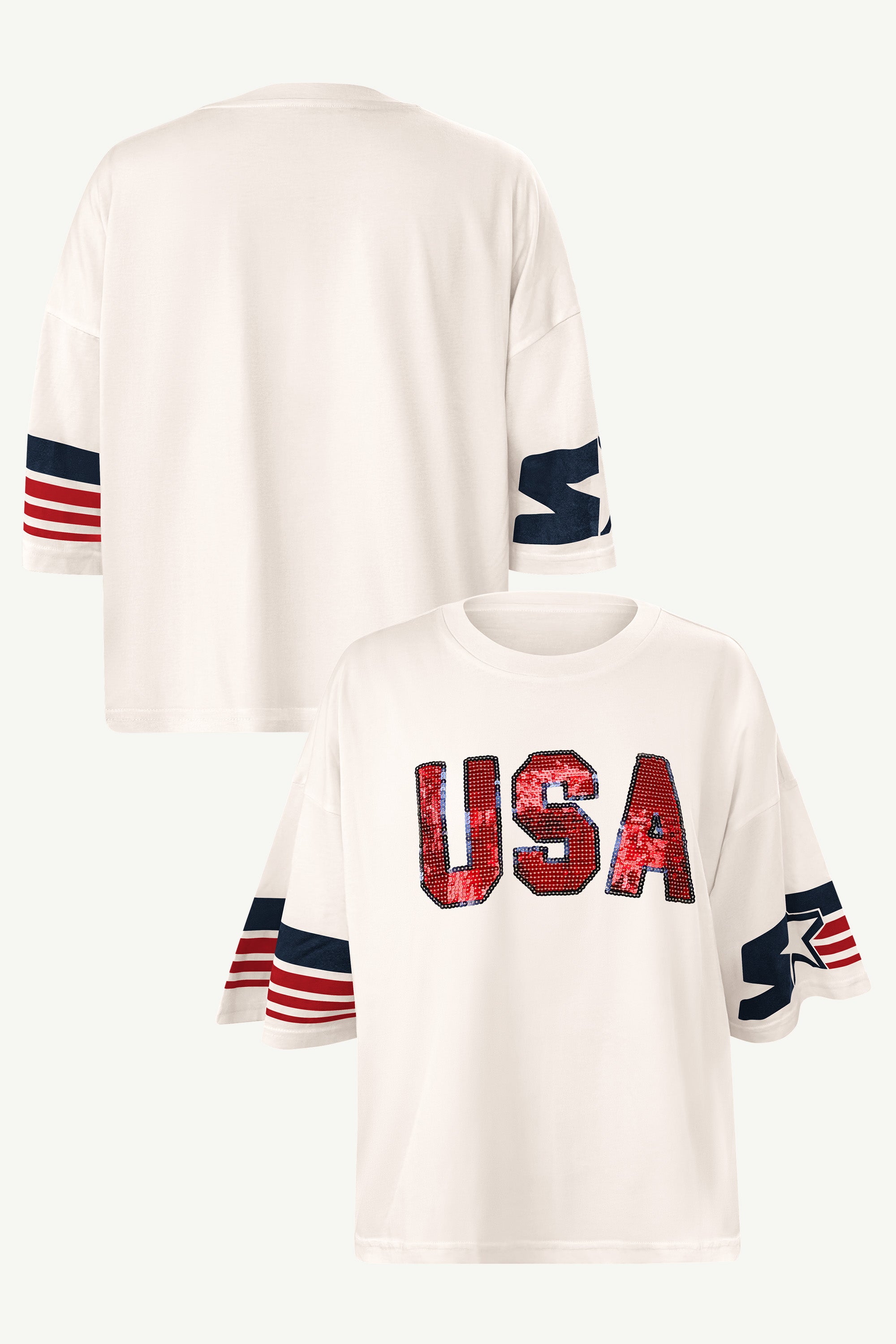 WOMENS USA RINGER OVERSIZED SHORT SLEEVE T SHIRT View 1