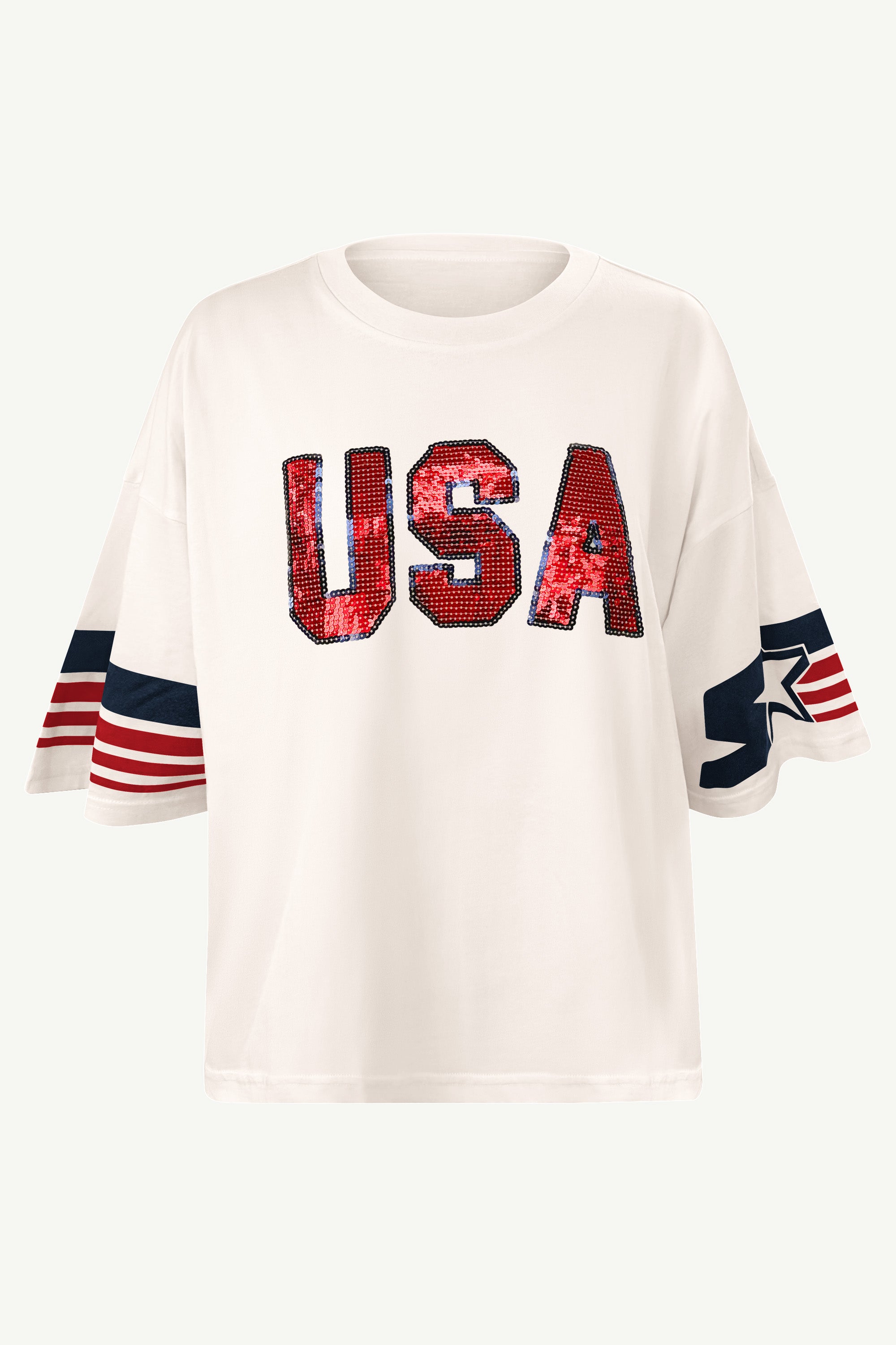 WOMENS USA RINGER OVERSIZED SHORT SLEEVE T SHIRT View 2