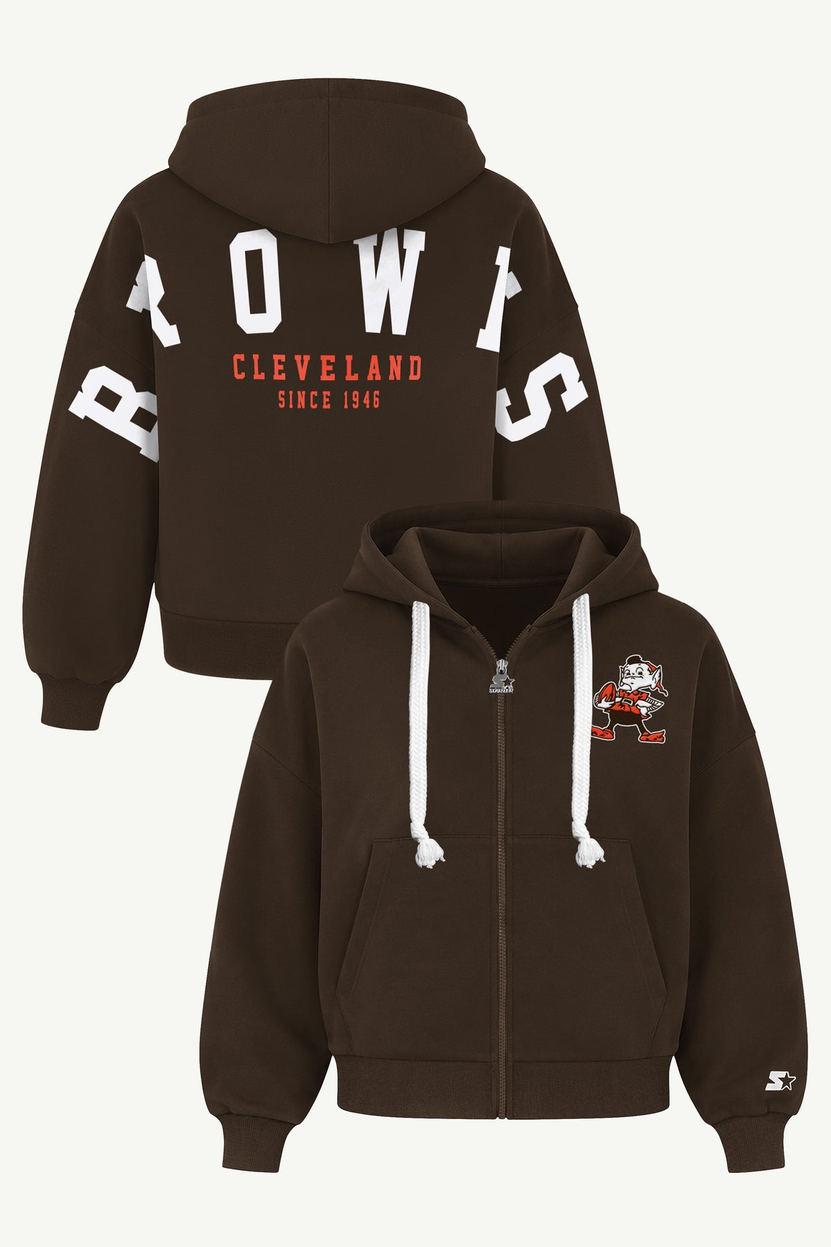 WOMENS CLEVELAND BROWNS RETRO HAIL MARY ZIP UP View 1 | Cleveland Browns