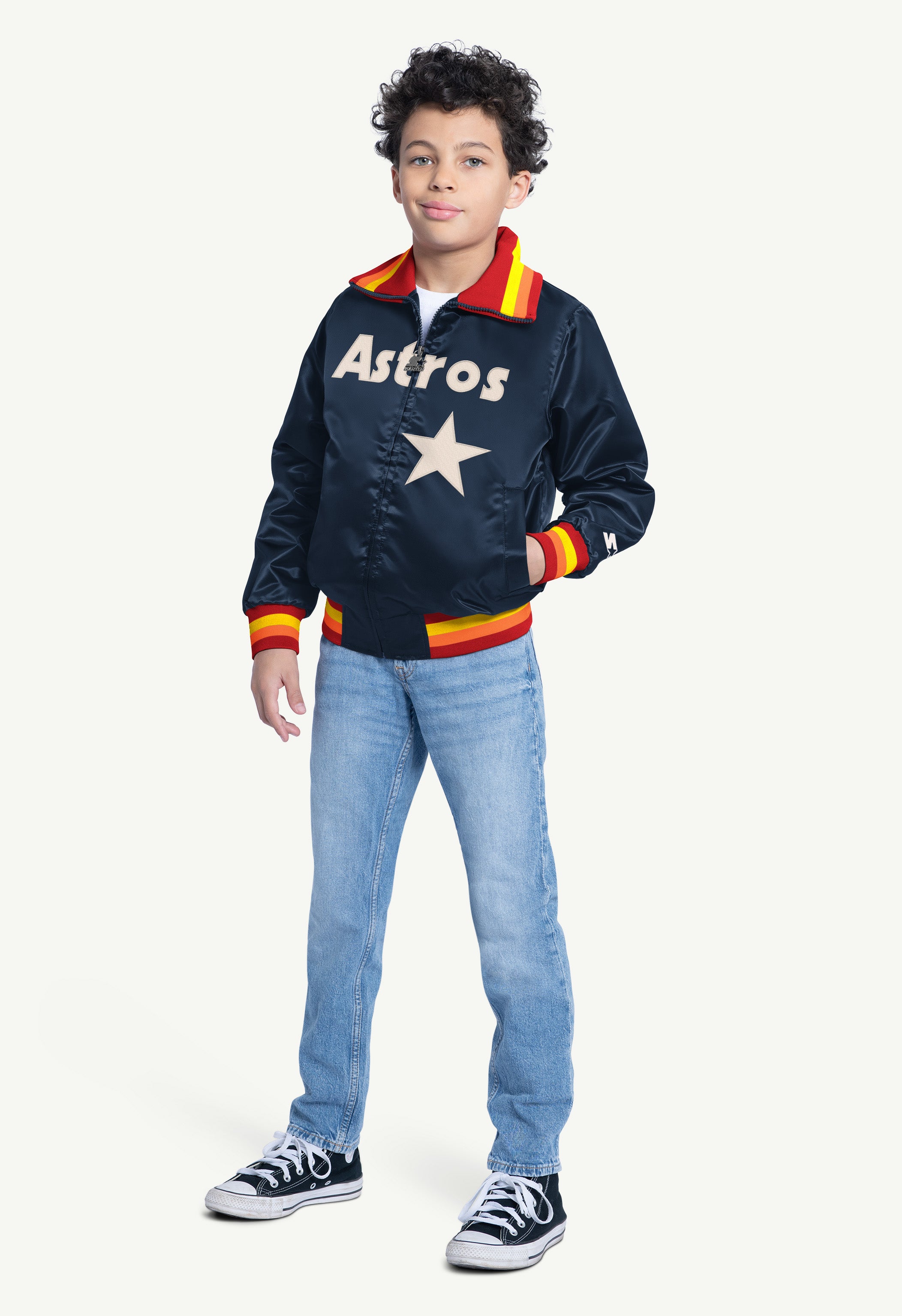 YOUTH HOUSTON ASTROS CAPTAIN JR. VARSITY JACKET View 3 | Kid's New Arrivals