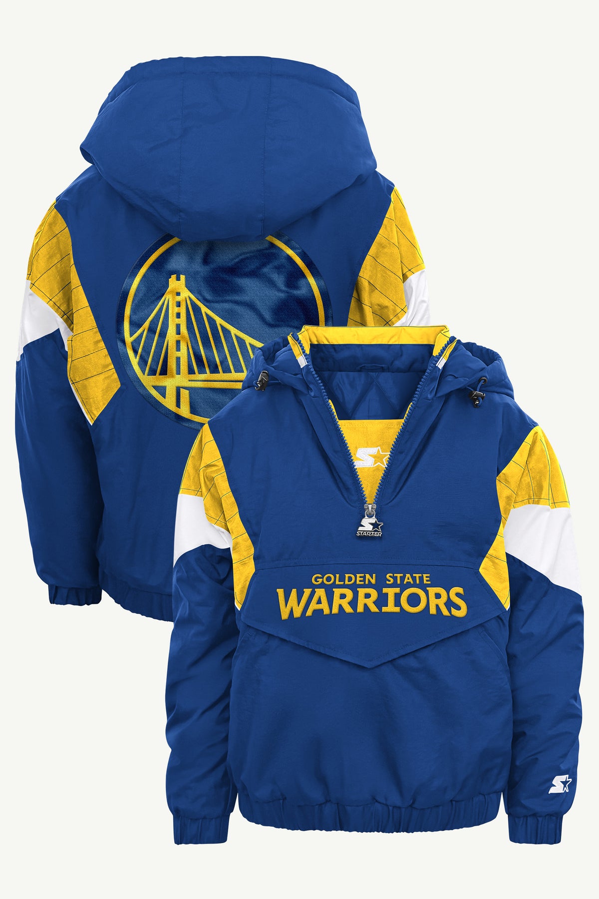 YOUTH GOLDEN STATE WARRIORS THROWBACK JR HALF ZIP JACKET View 1