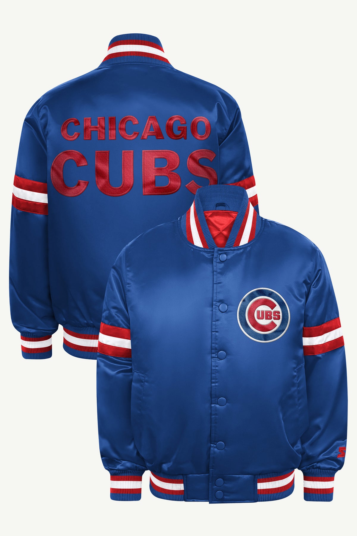 YOUTH CHICAGO CUBS COURTSIDE JR SATIN VARSITY JACKET View 1