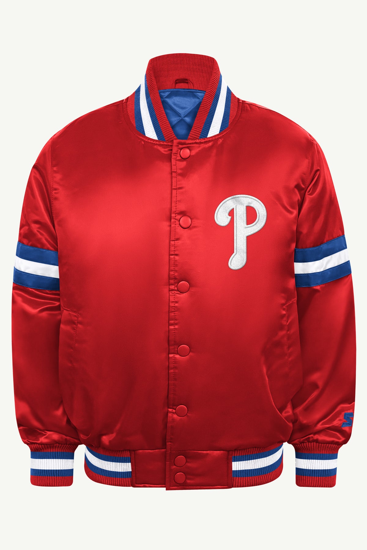 YOUTH PHILADELPHIA PHILLIES COURTSIDE JR SATIN  VARSITY JACKET View 2