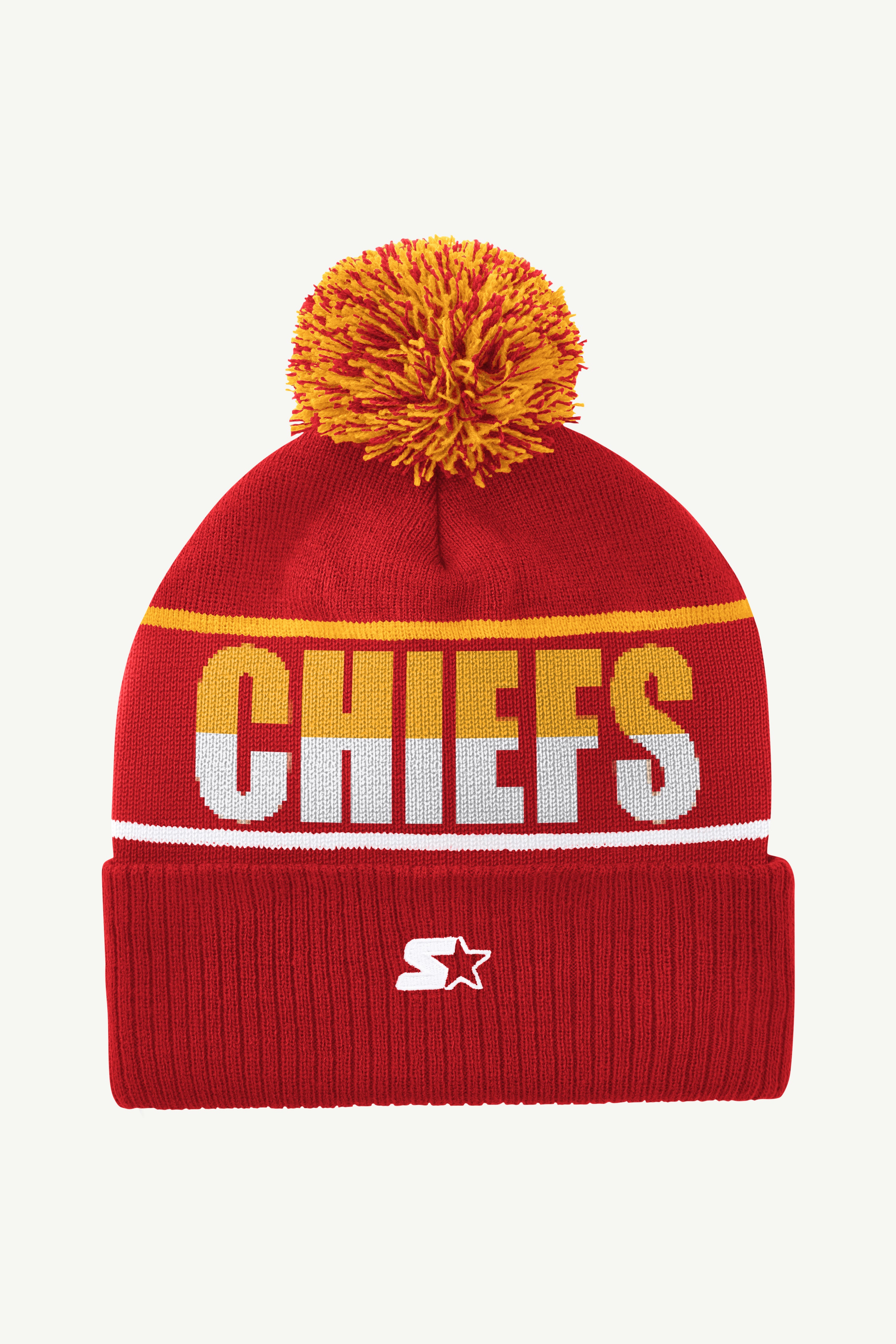 KANSAS CITY CHIEFS POM CUFFED BEANIE View 2 | Kansas City Chiefs