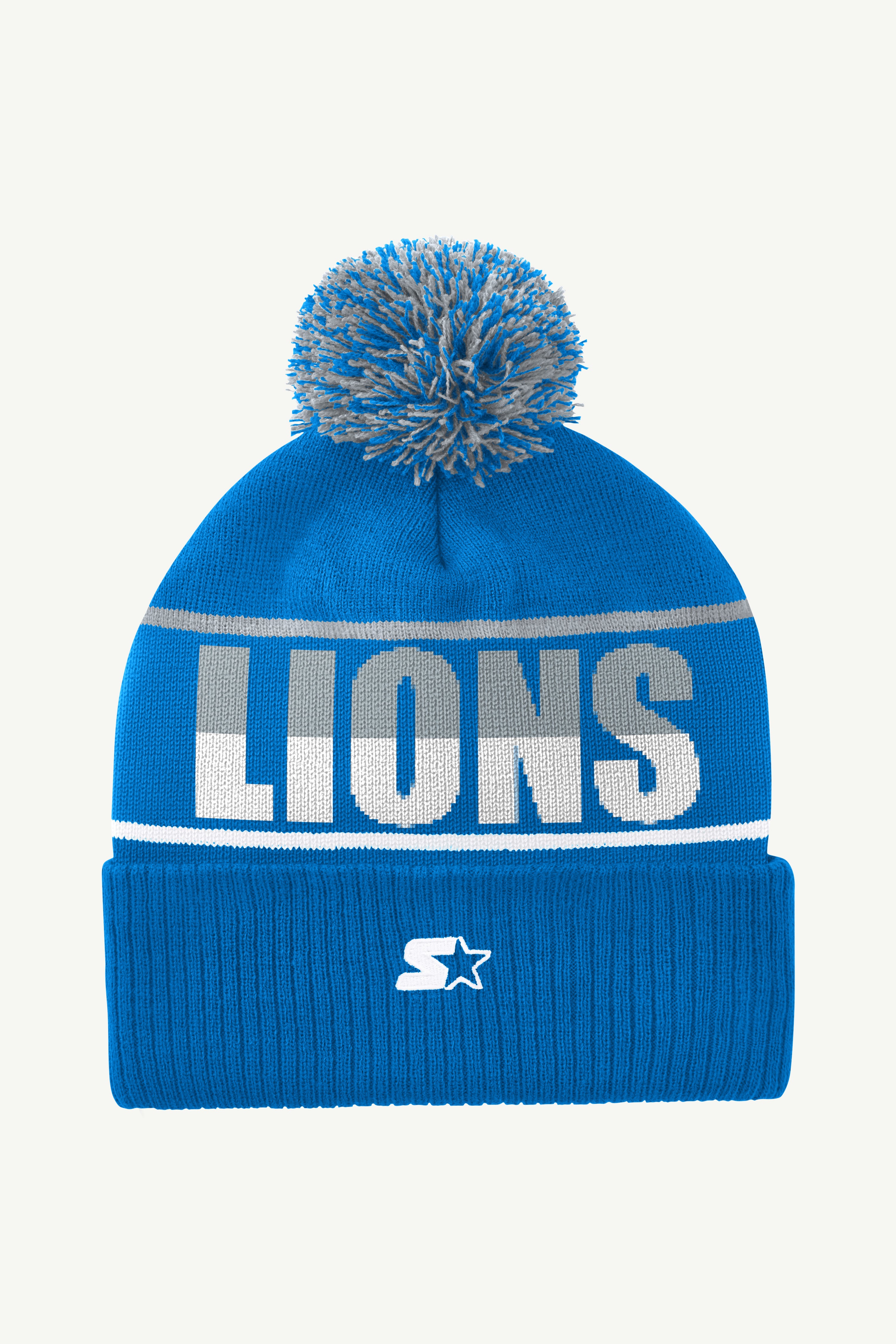 DETROIT LIONS POM CUFFED BEANIE View 2 | Detroit Lions