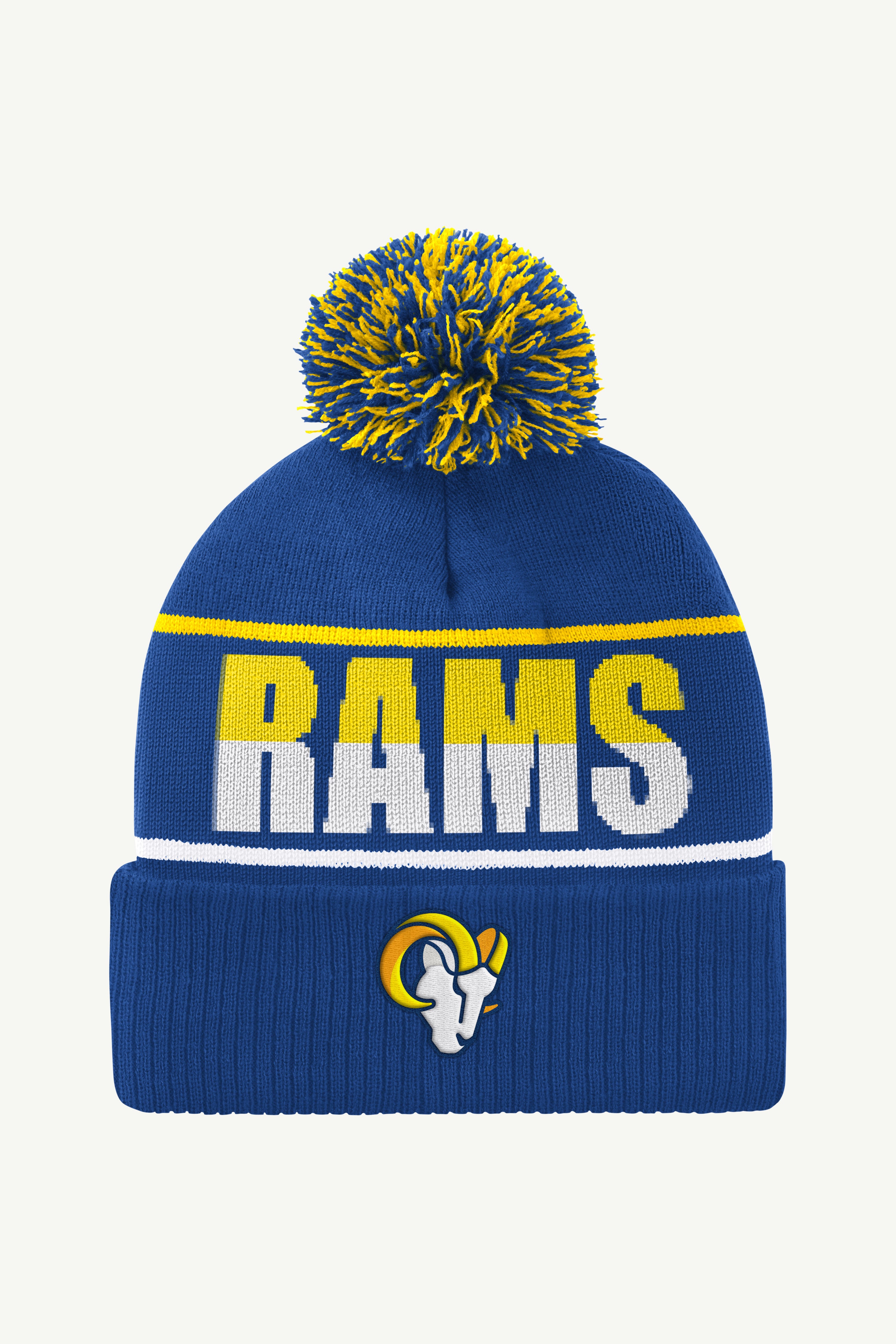 LOS ANGELES RAMS POM CUFFED BEANIE View 1 | Los Angeles Rams