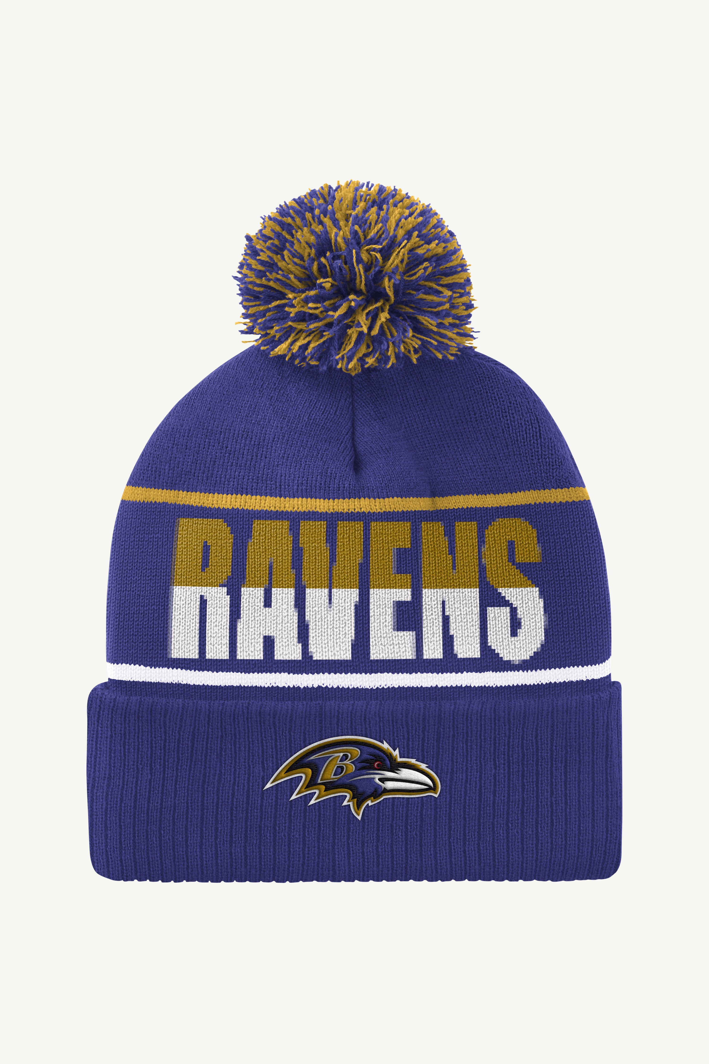 BALTIMORE RAVENS POM CUFFED BEANIE View 1 | NFL
